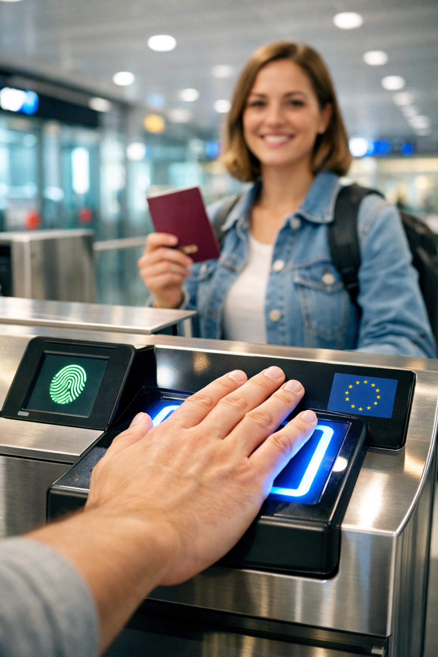 Fingerprint scanning at European border control for EES biometric registration system