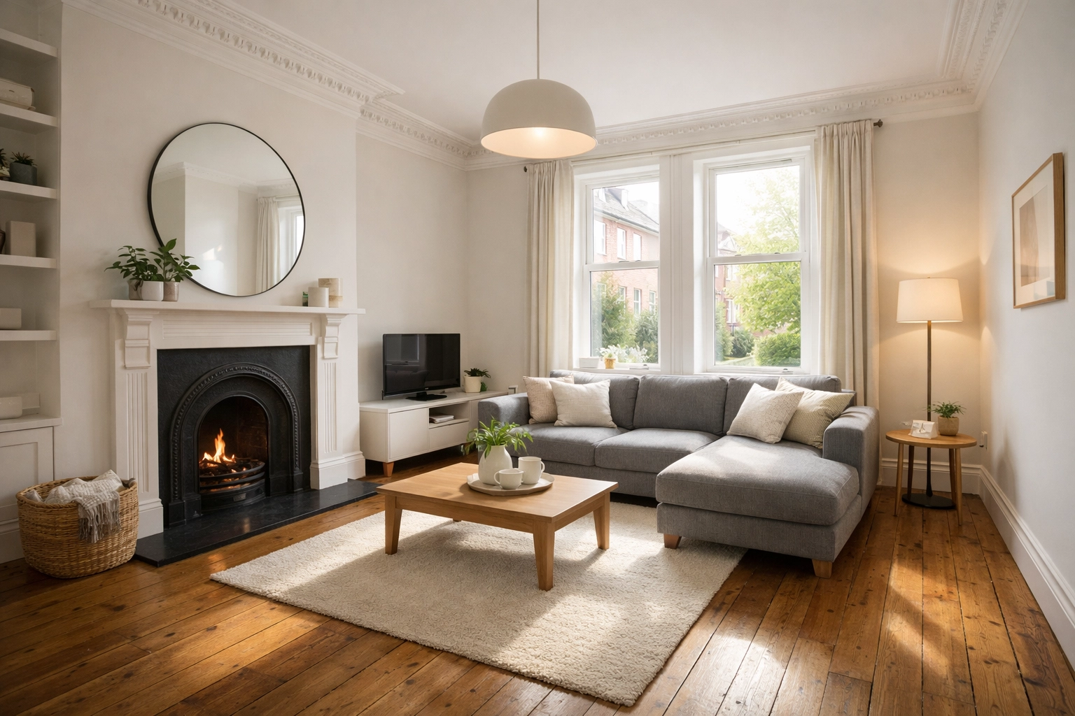 Modernised Victorian terrace living room in Oldham compliant with Decent Homes Standard.