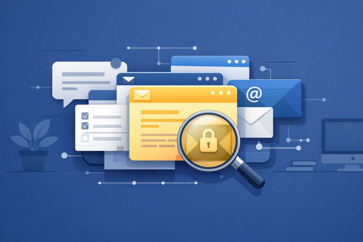 Advanced email filtering system scanning digital messages for hidden phishing red flags.