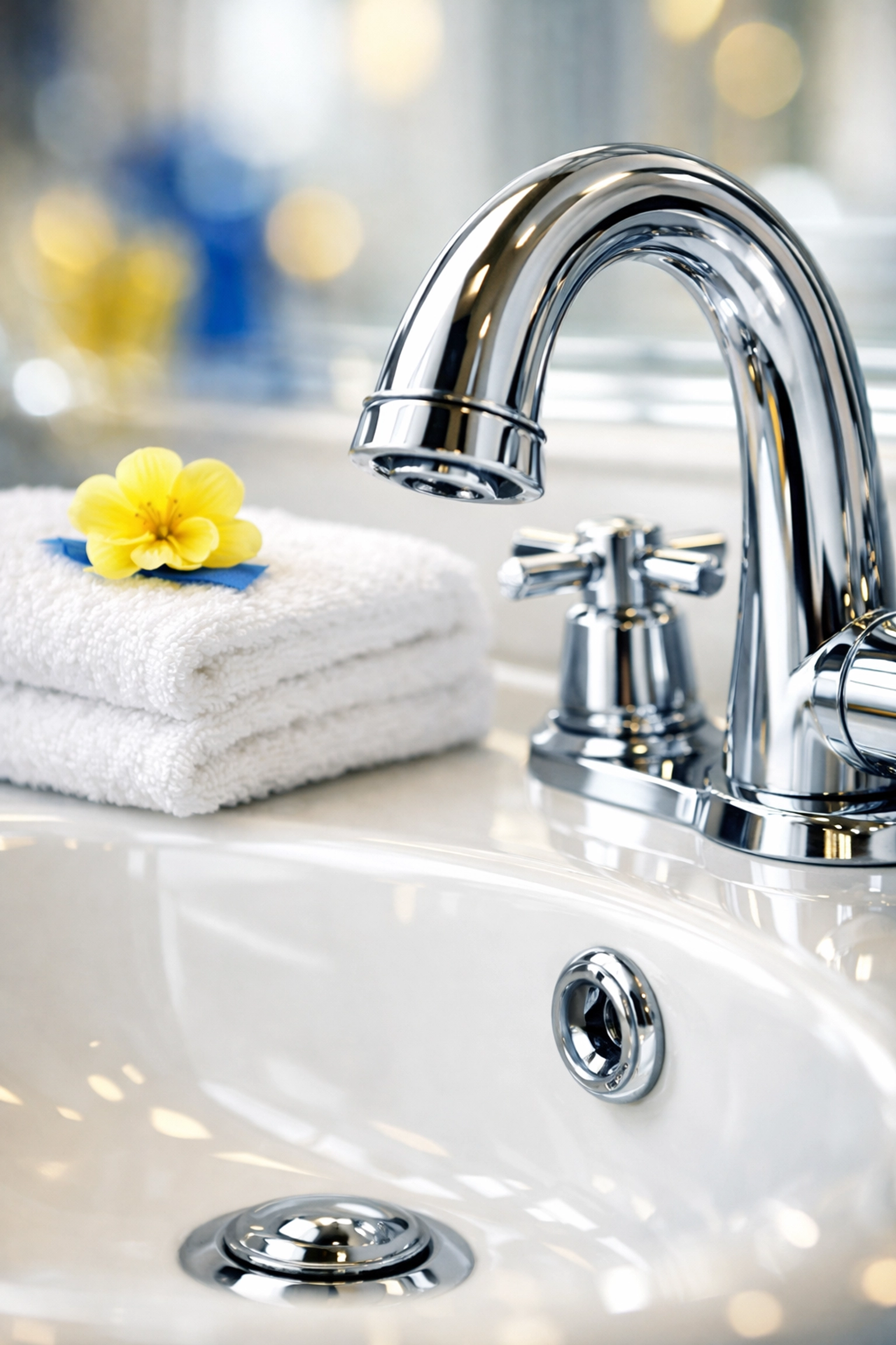 Close-up of a sparkling clean bathroom faucet highlighting meticulous house cleaning Worcester MA service quality.