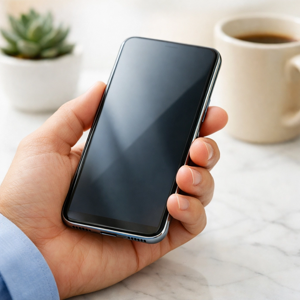 Smartphone in hand representing the ease of using remote online notarization for instant document delivery.