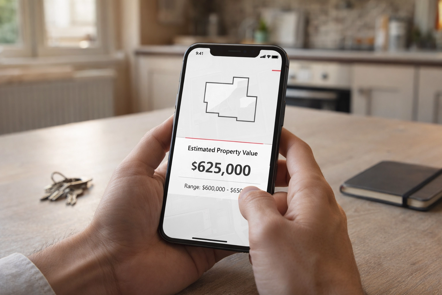 Online property valuation tools displayed on smartphone and tablet for Scottish homes