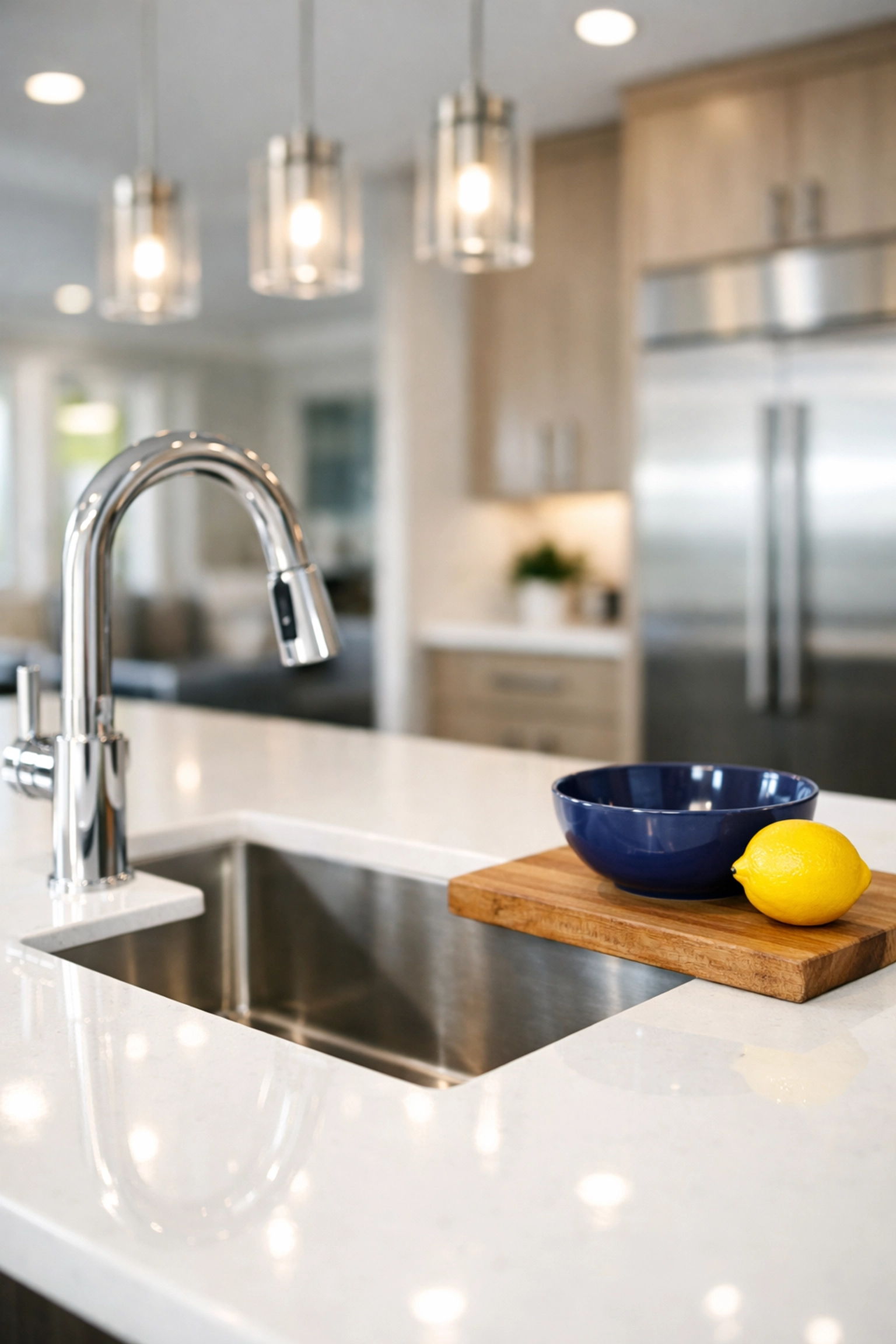 Sparkling clean luxury kitchen in the MetroWest region showing the results of professional deep cleaning.