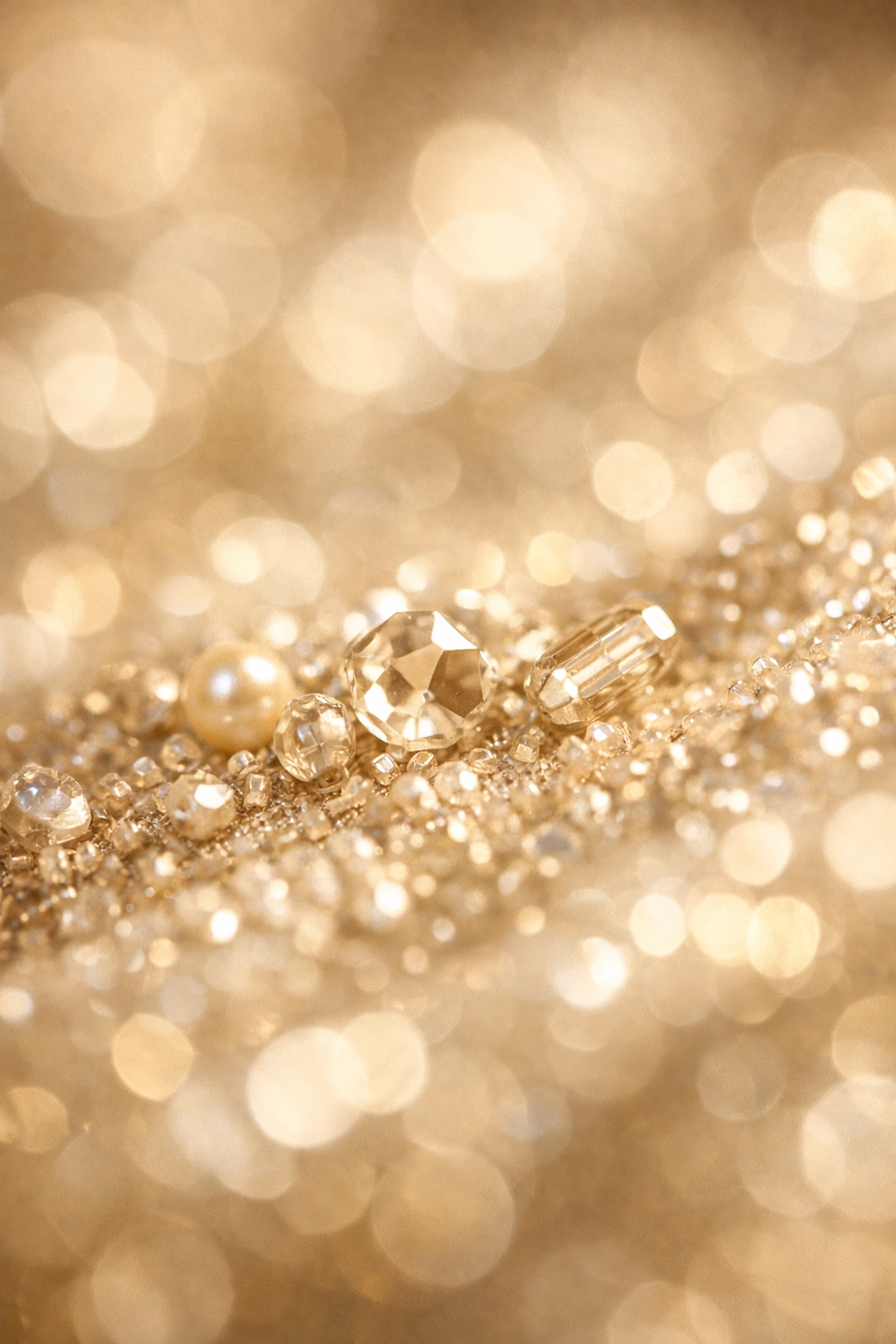 Close-up of shimmering beadwork and sequins on a luxury wedding gown from Ariamo Couture.