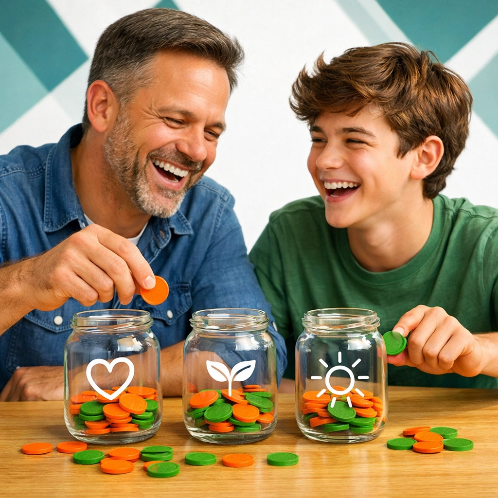 Father and son learning financial literacy and stewardship using the Complete Life Skills Platform tools.