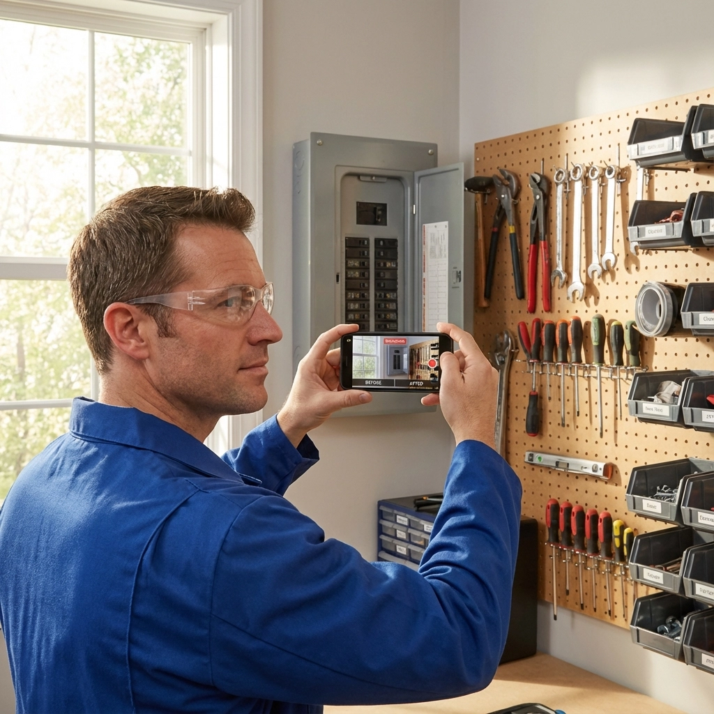 An HVAC tech creating a video