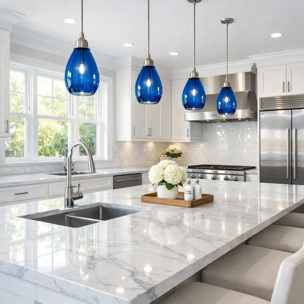 Spotless luxury kitchen surfaces after a thorough post-construction cleaning Westborough deep clean.