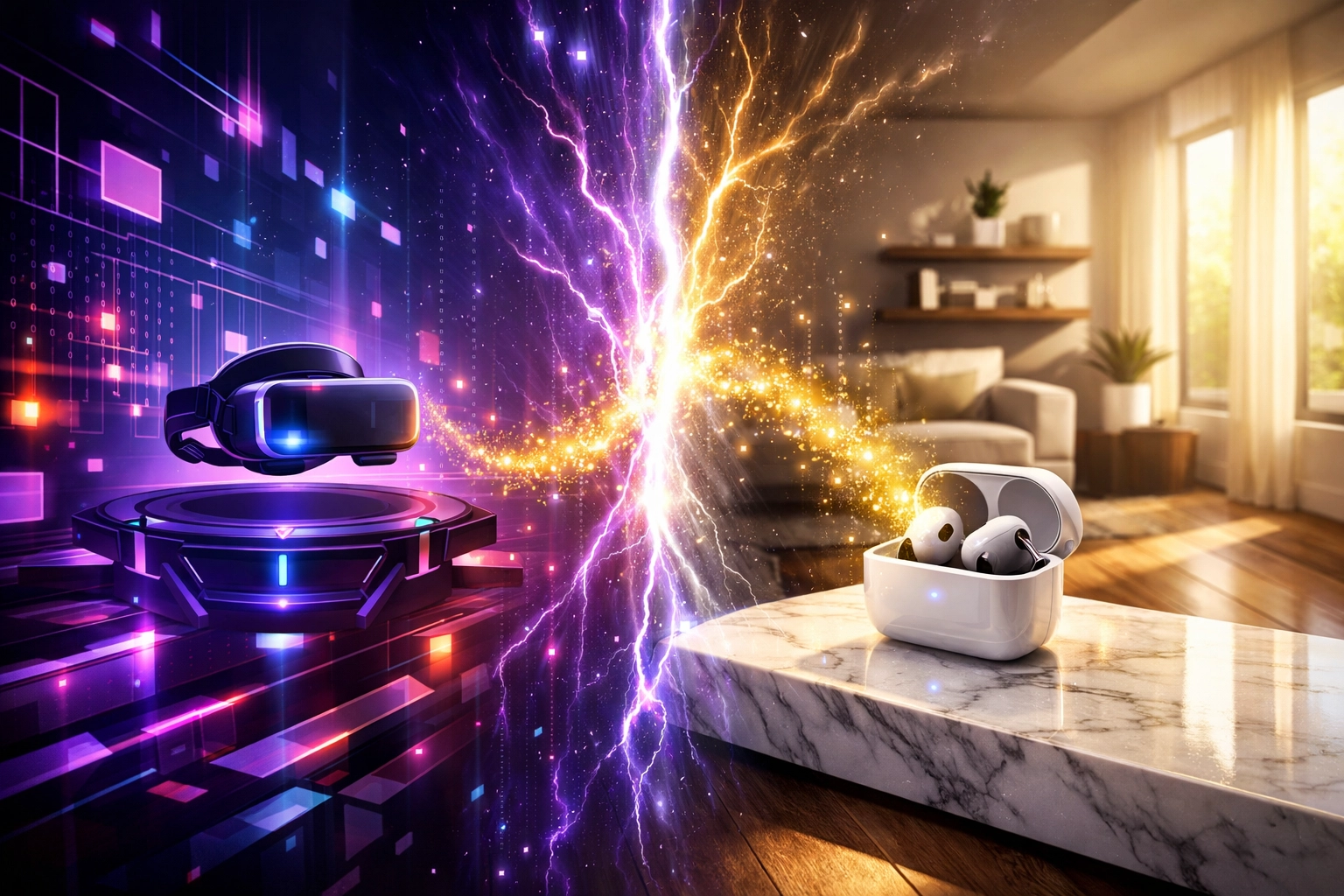 Visual representation of Larecoin.ai phygital commerce bridging virtual metaverse assets with physical product delivery.