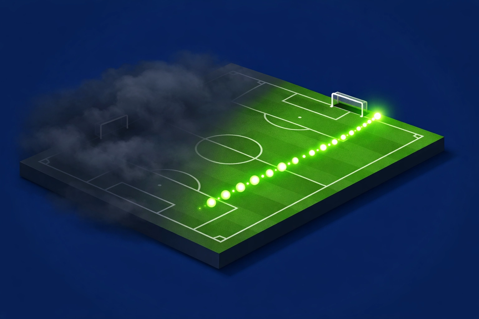 Football pitch illustration showing data-backed clarity overcoming betting strategy uncertainty.