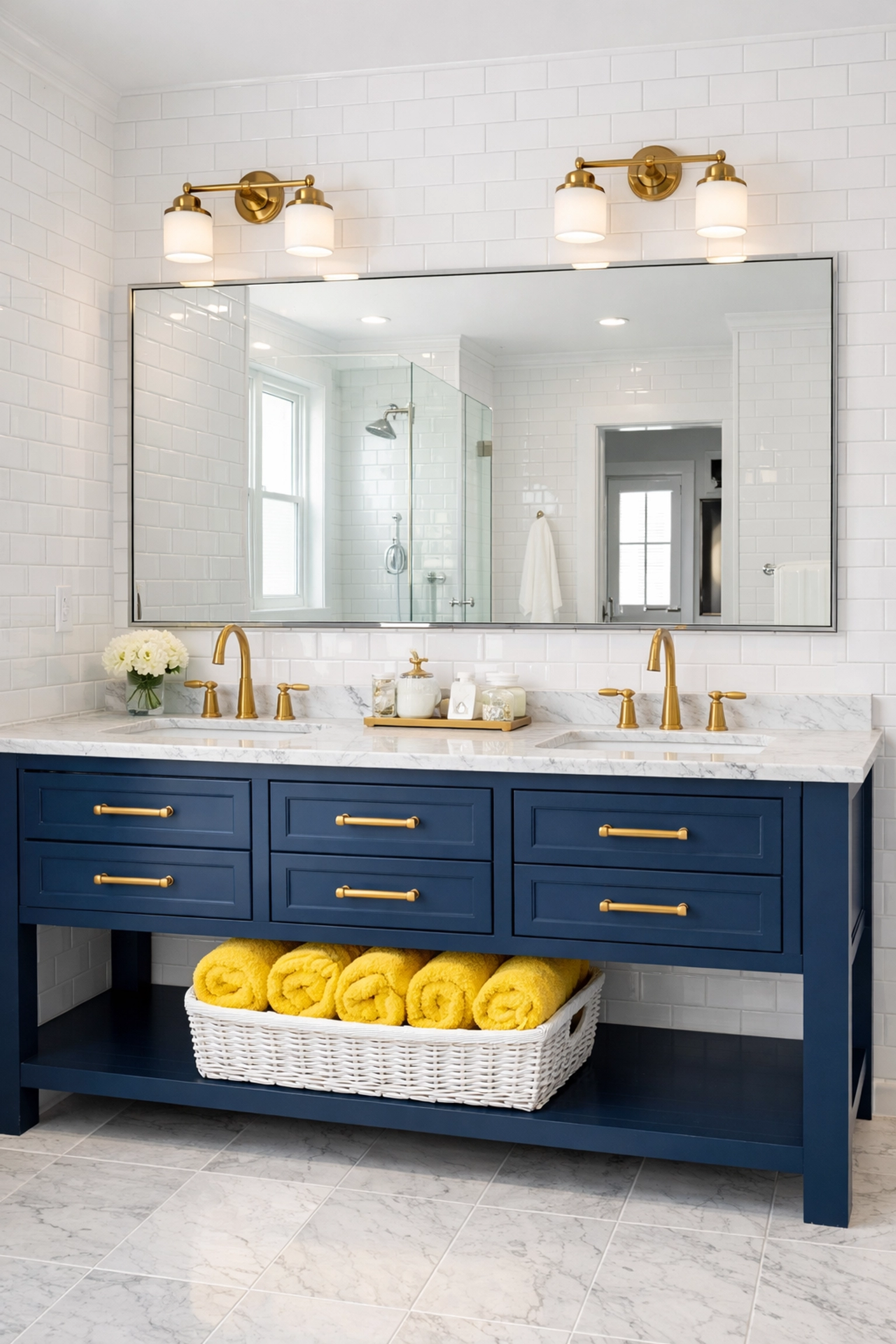 Spotless modern master bathroom in Marblehead after professional maid services.