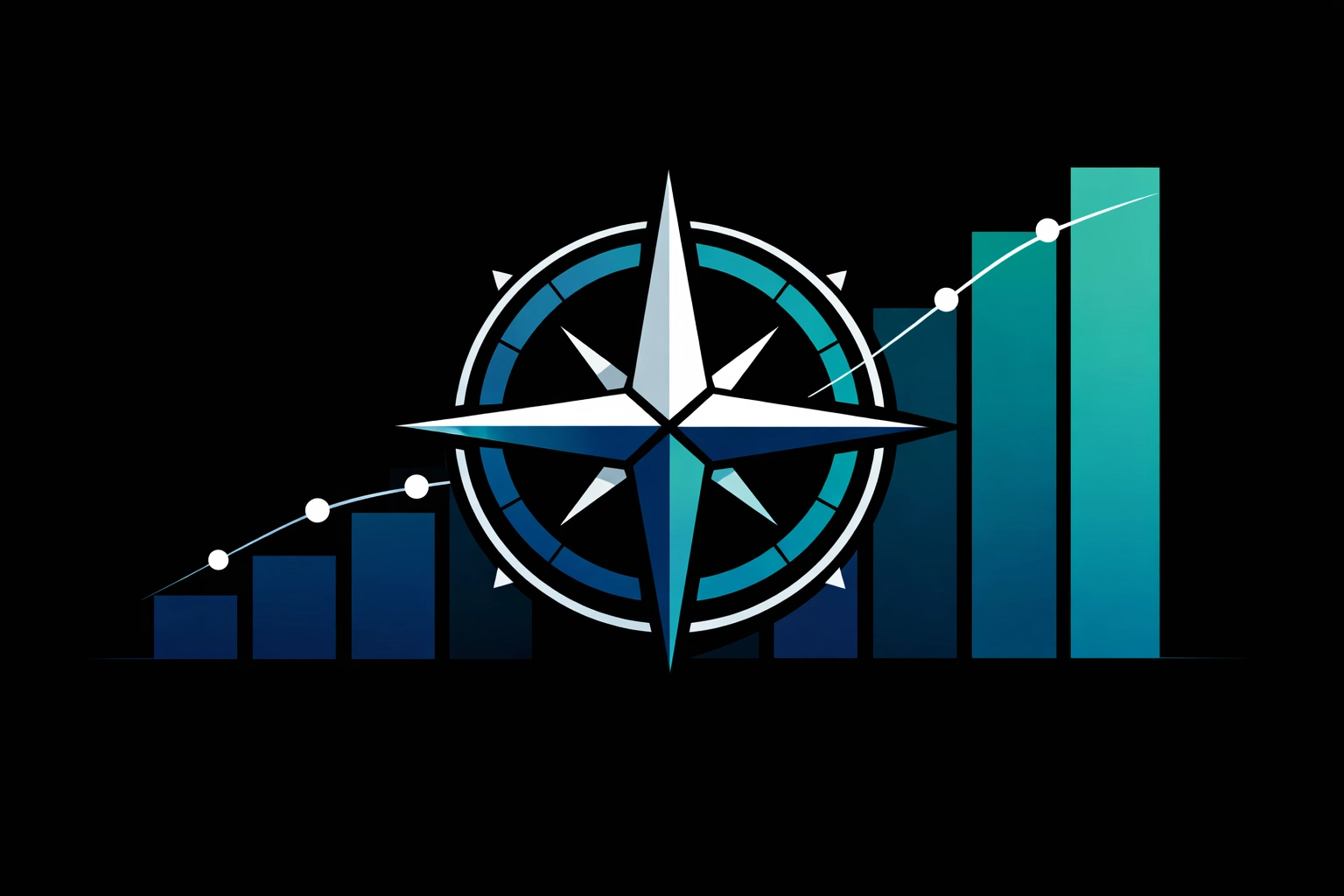 Strategic data graph and compass showing sustained ROI and performance gains in Lean Six Sigma projects.