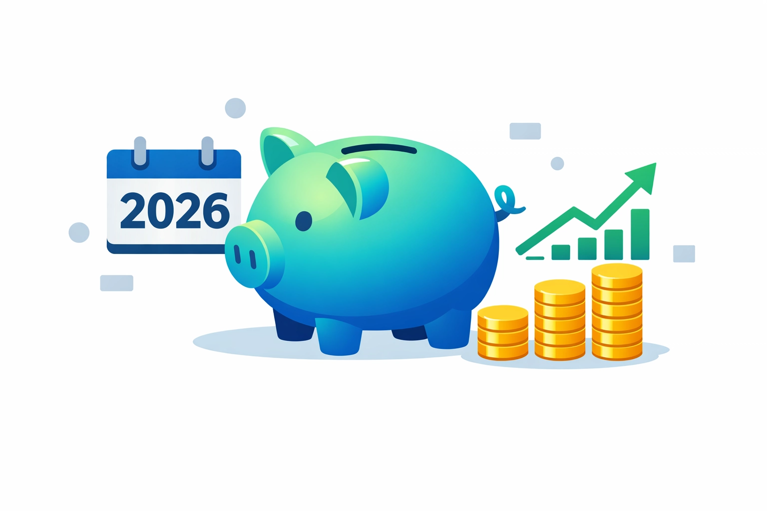 Retirement savings piggy bank showing increased 2026 401k and IRA contribution limits