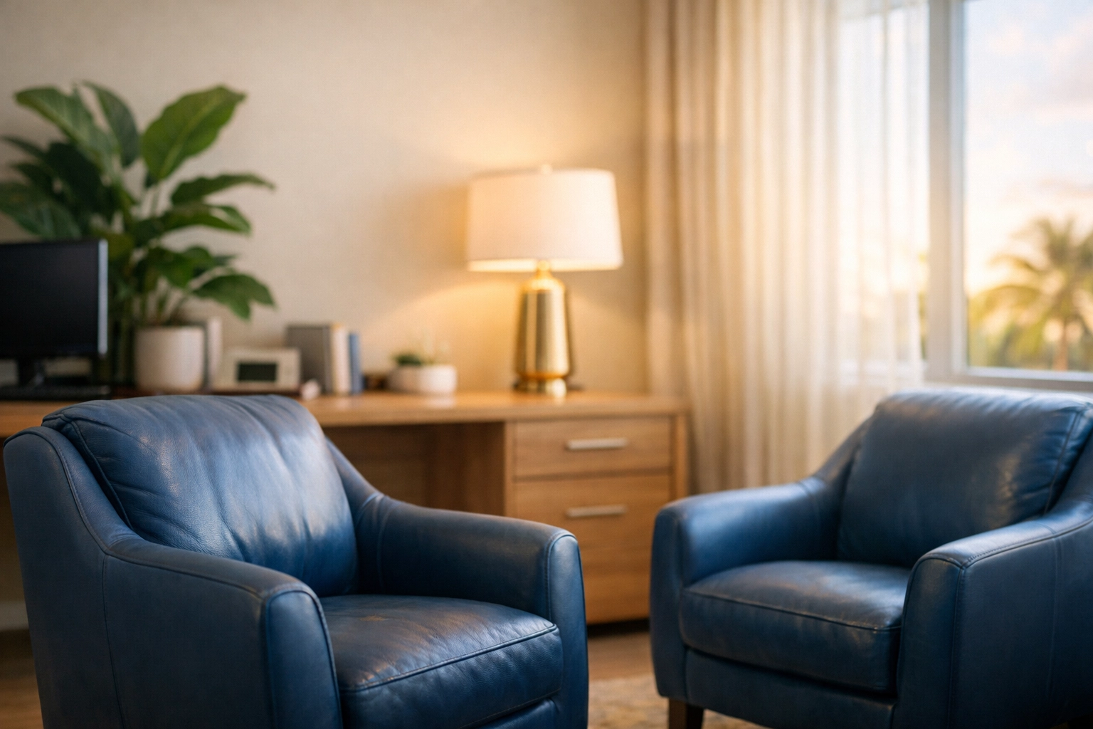 Modern private medical consultation room in West Palm Beach for personalized men's health and ED treatments.