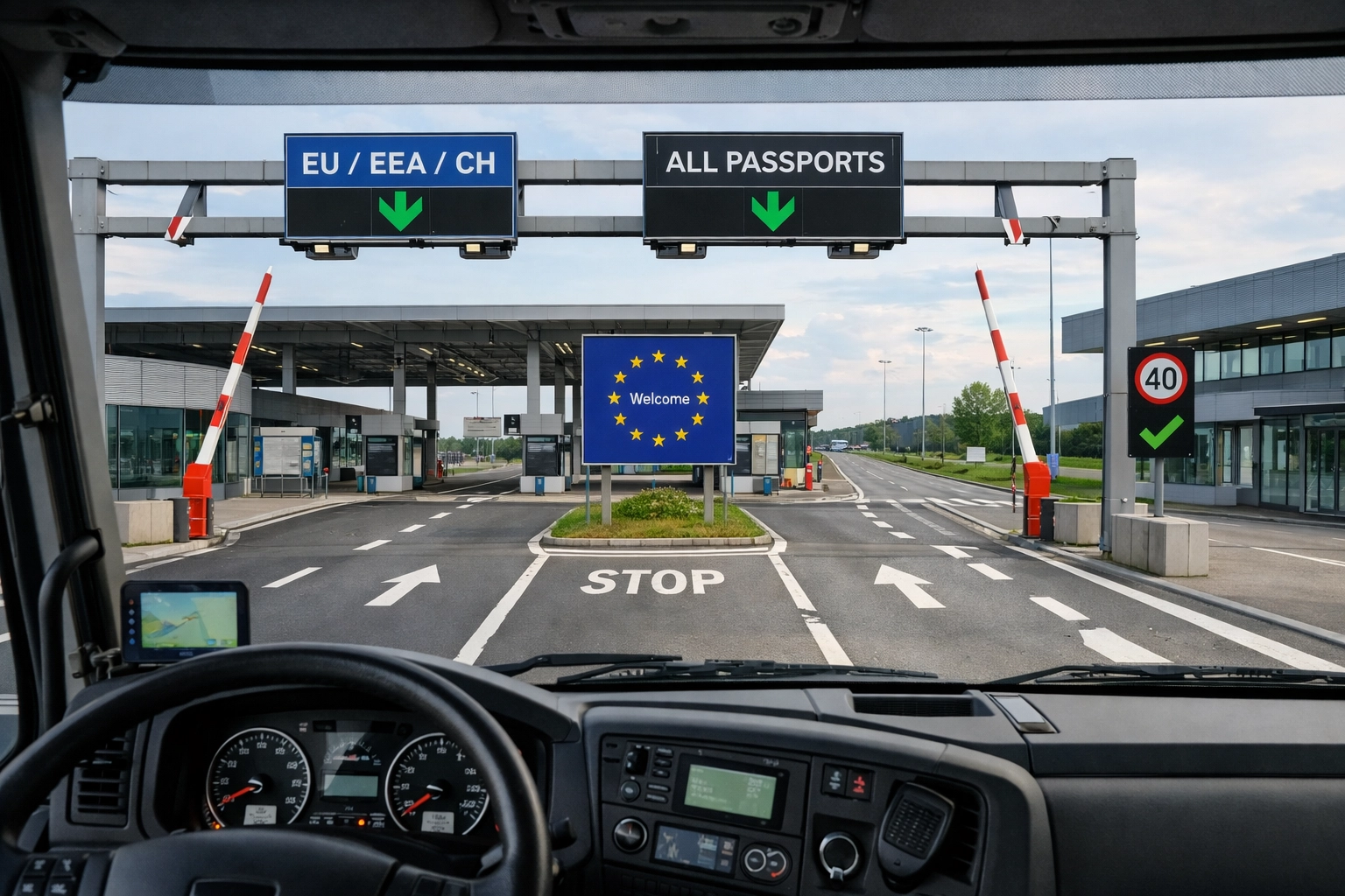UK-EU border crossing showing seamless customs clearance for road freight