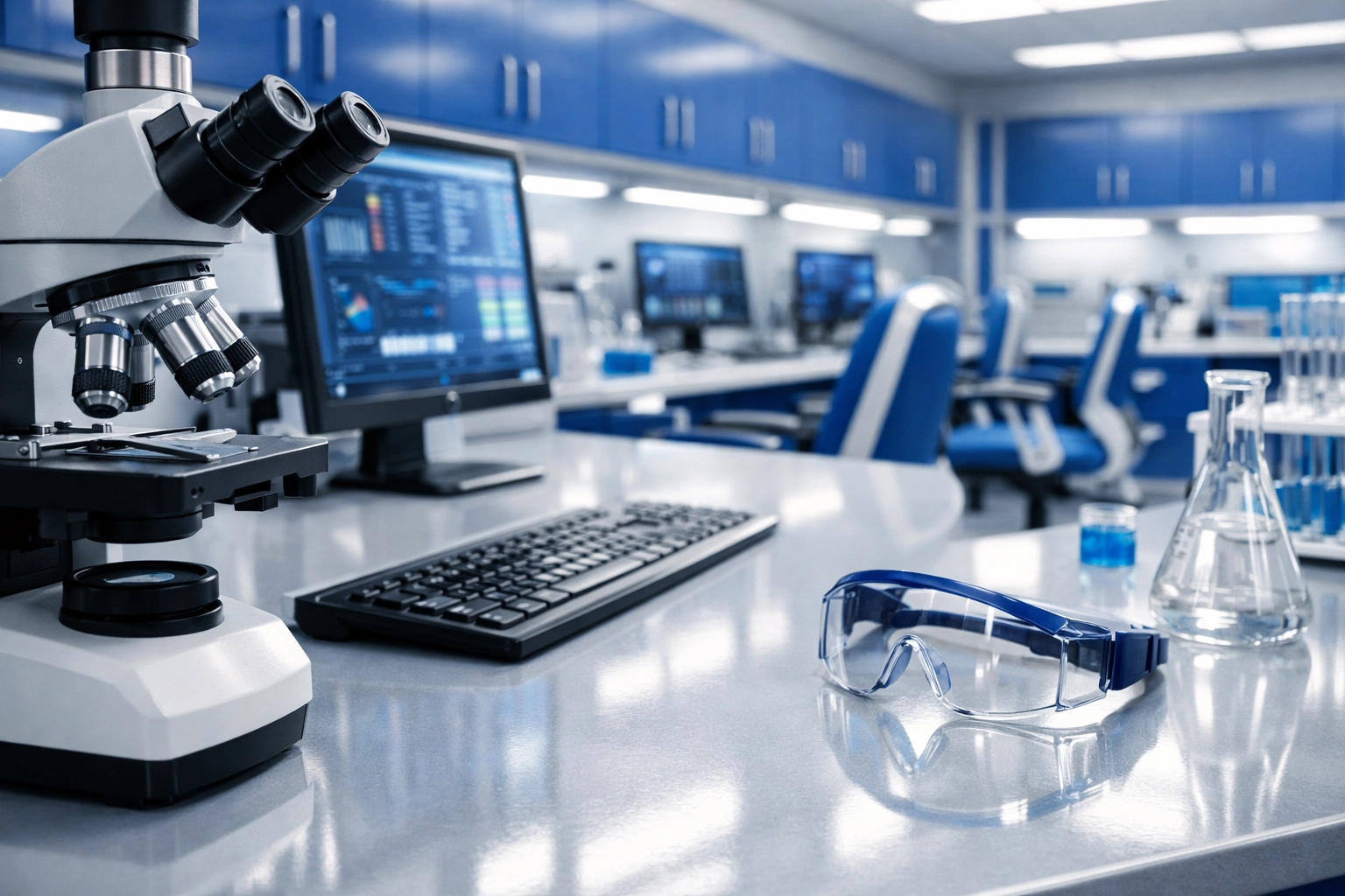 Sterile and deep-cleaned school computer lab workstations showcasing professional Attleboro school cleaning.