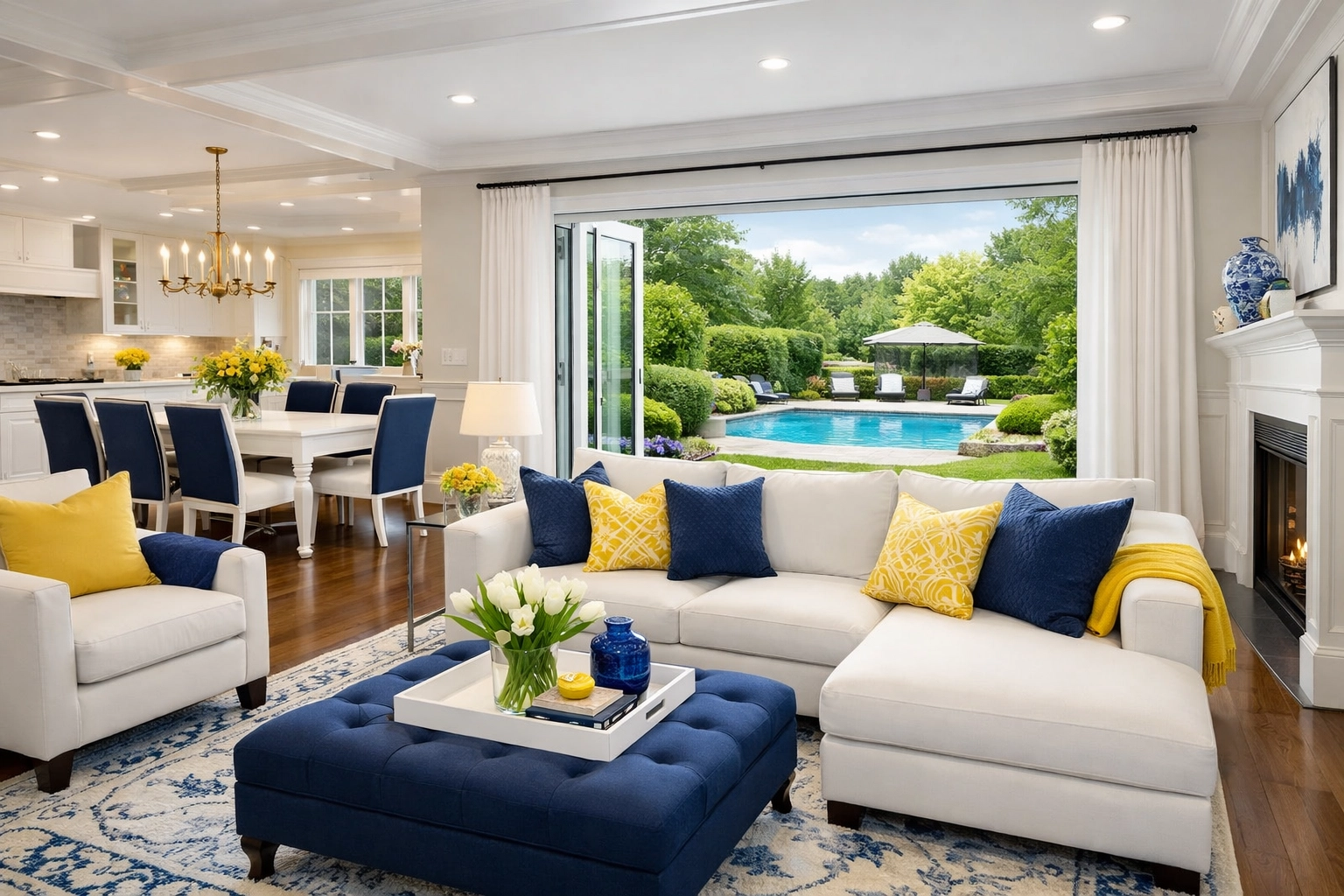 A perfectly clean and organized Groton living room featuring polished surfaces and modern decor.