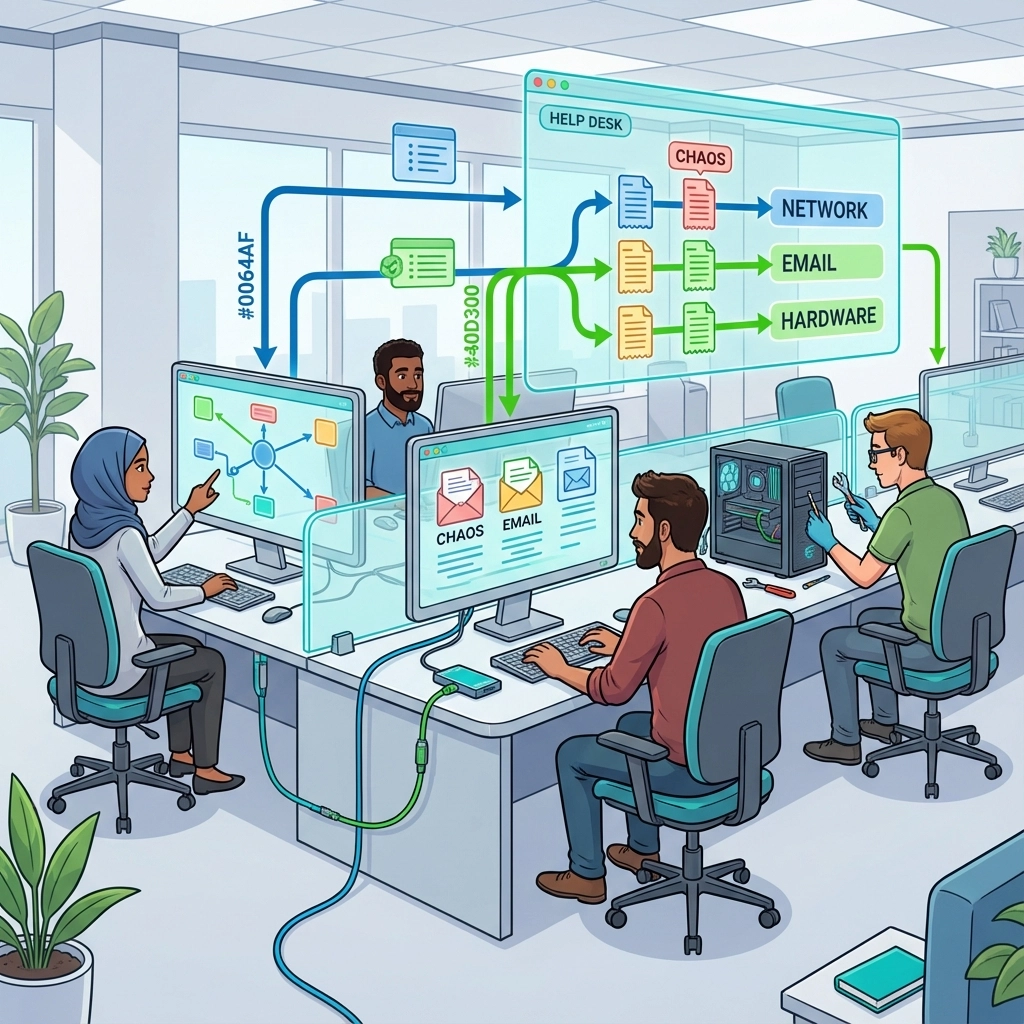 image_1PSA dashboard showing MSP ticket routing automation by technician specialty