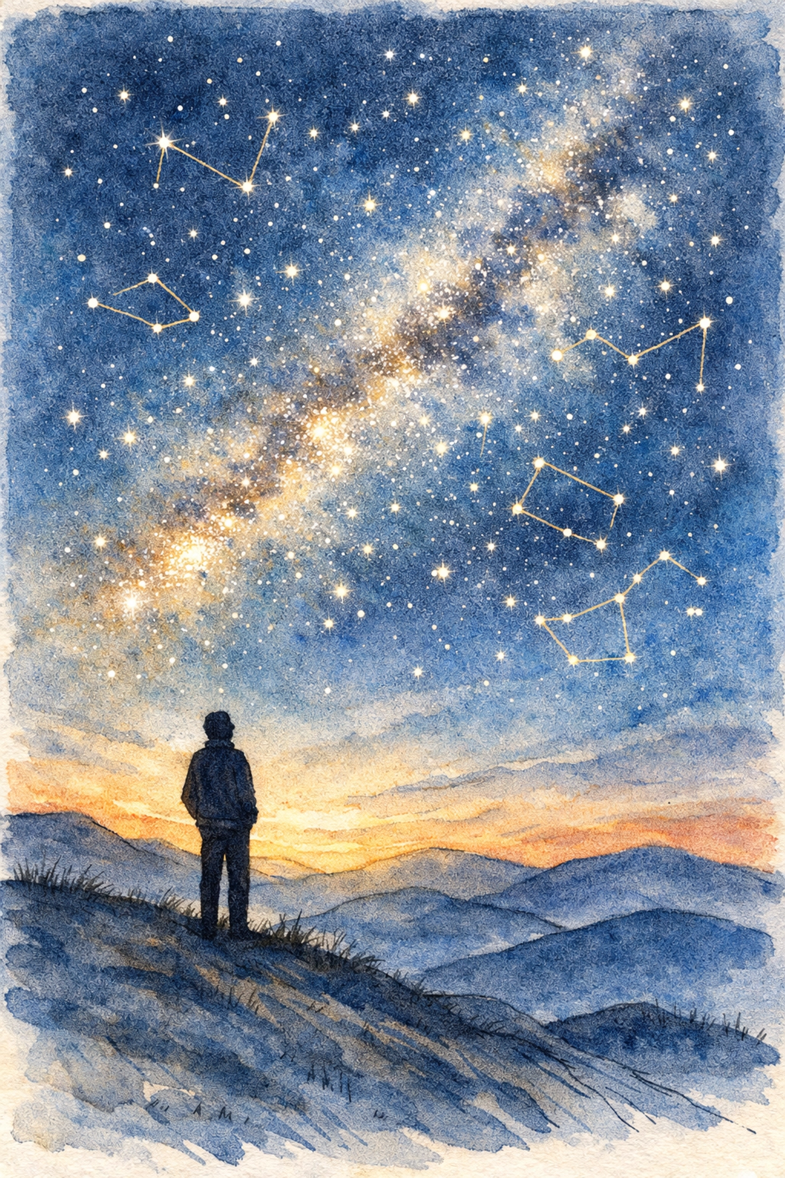 Person gazing at starry sky symbolizing God's intimate knowledge and personal relationship with us