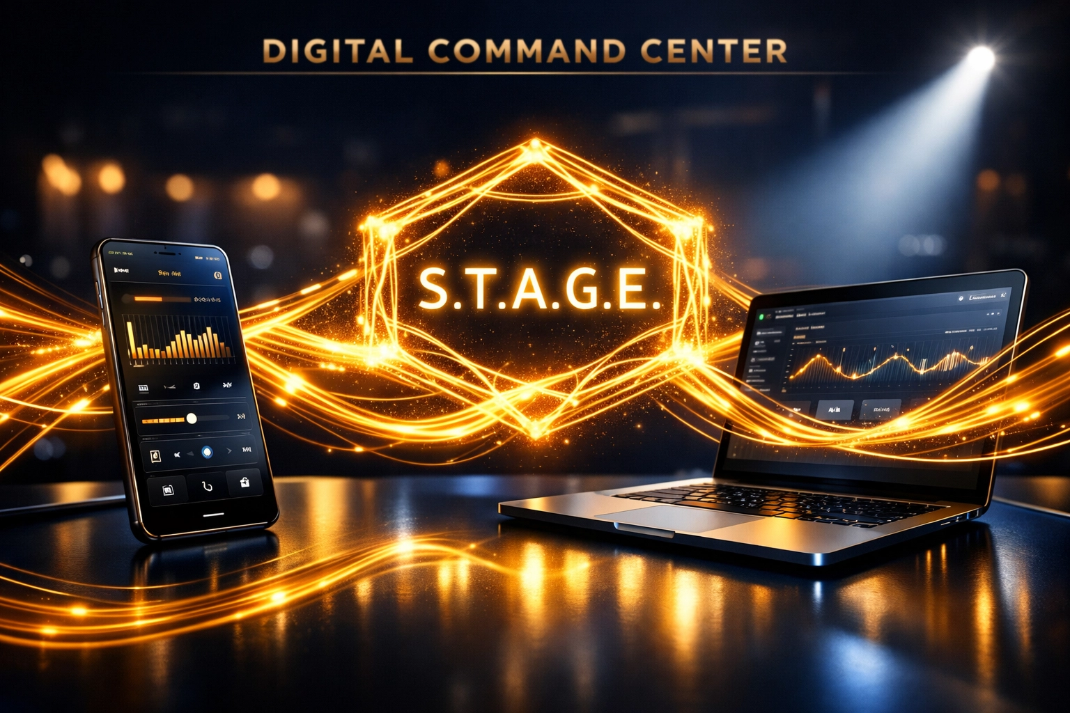 Digital command center using the S.T.A.G.E. system to automate lead follow-ups for speakers.
