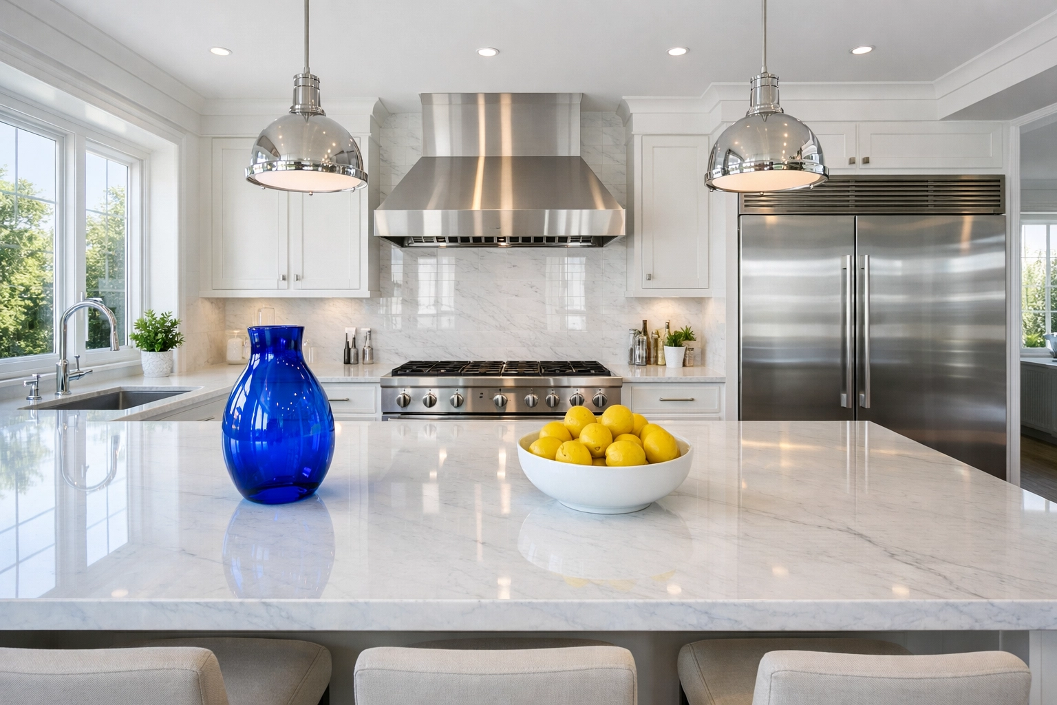 Pristine modern kitchen in Massachusetts showing results of expert house cleaning services MA.