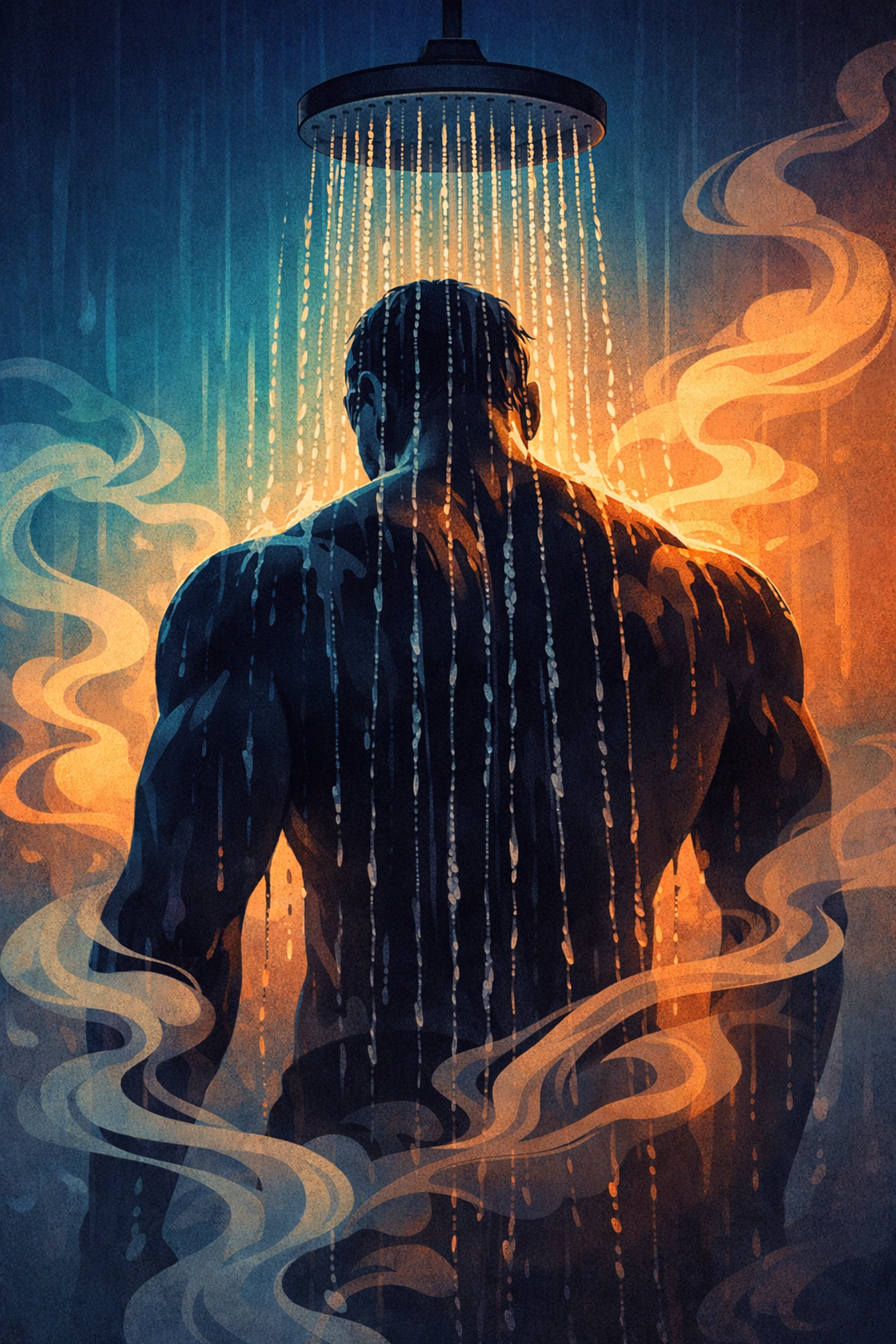 Man enjoying post-workout shower ritual at the gym