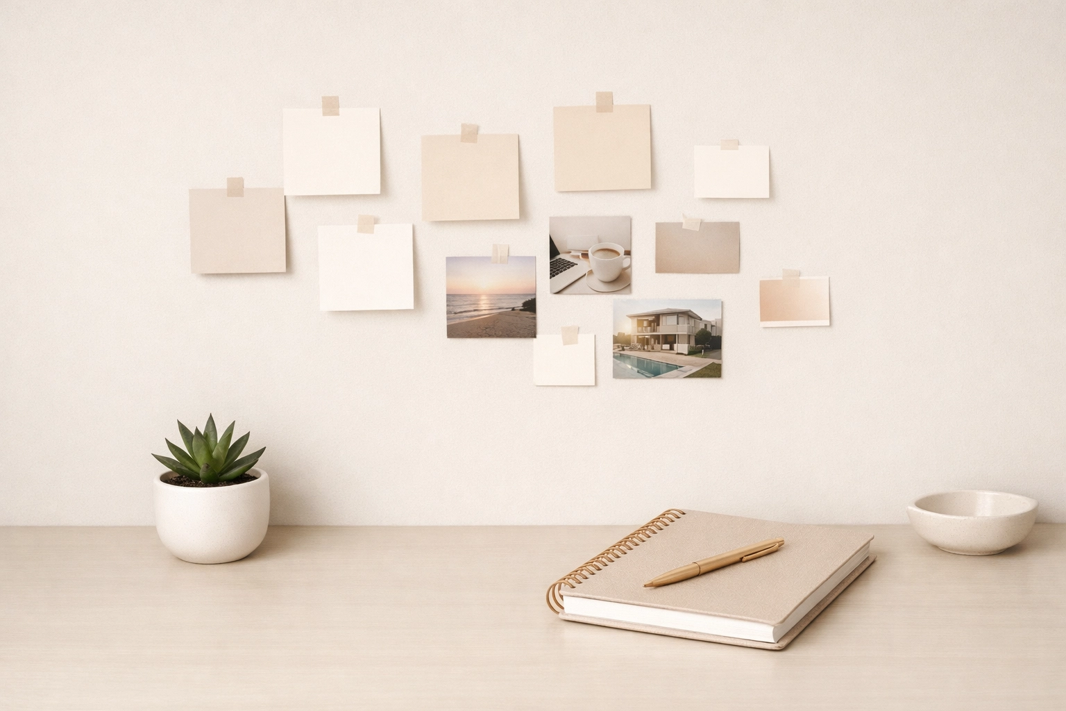 Minimalist high-end workspace scene representing forward-looking 2026 goals.