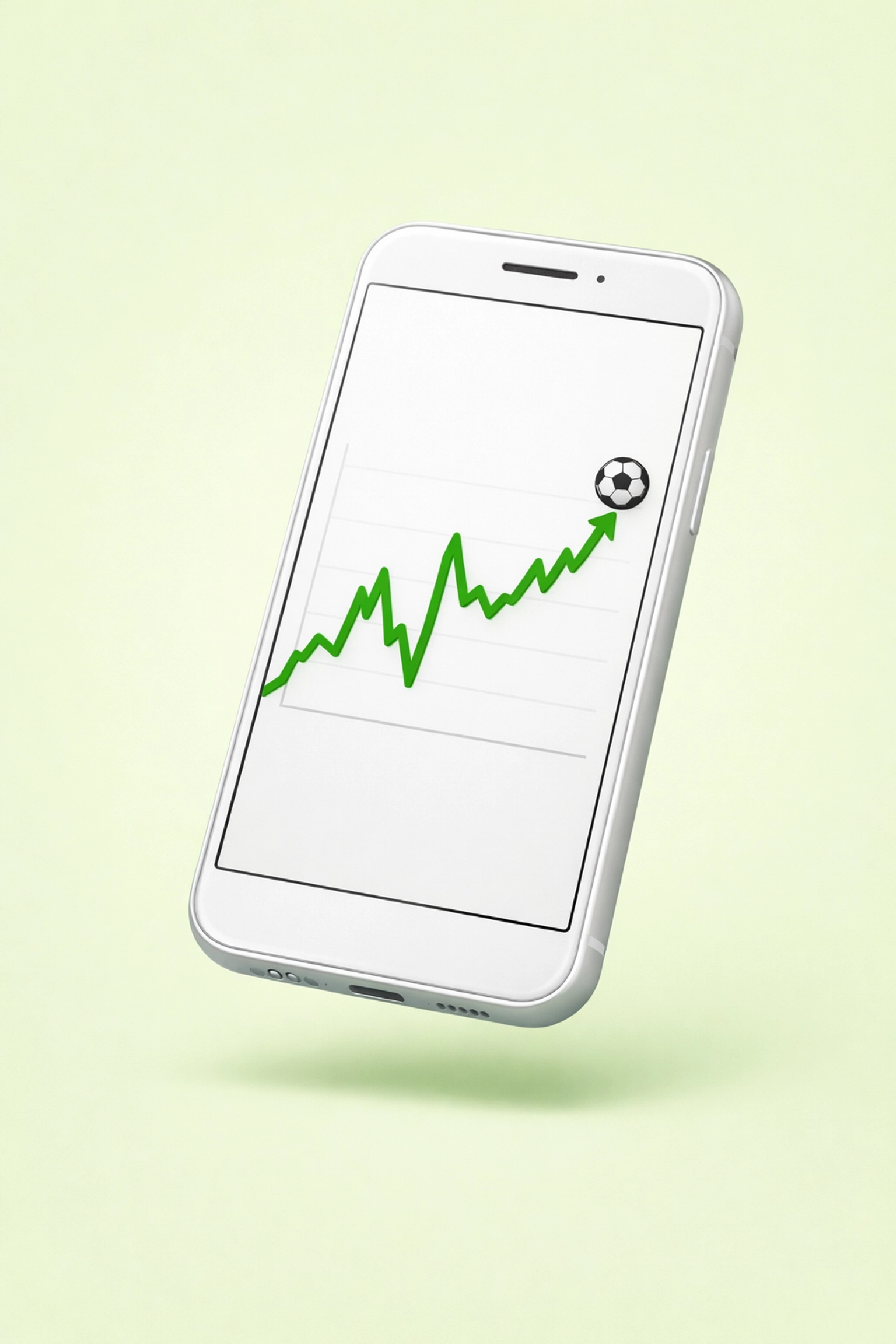 Smartphone screen displaying a trending football betting strategy graph with managed variance.