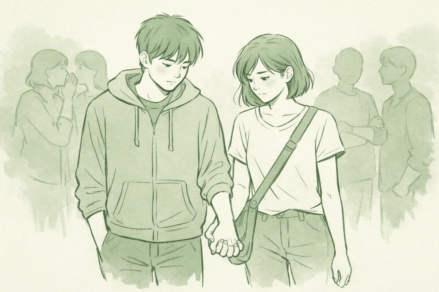 Young heterosexual couple holding hands as minority in reversed LGBTQ narrative