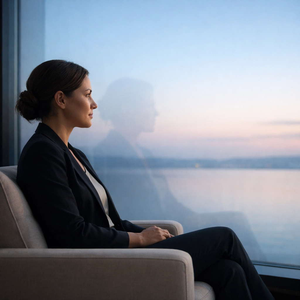 Person looking thoughtfully out a window illustrating resilience and the ARCHR² rewire process.