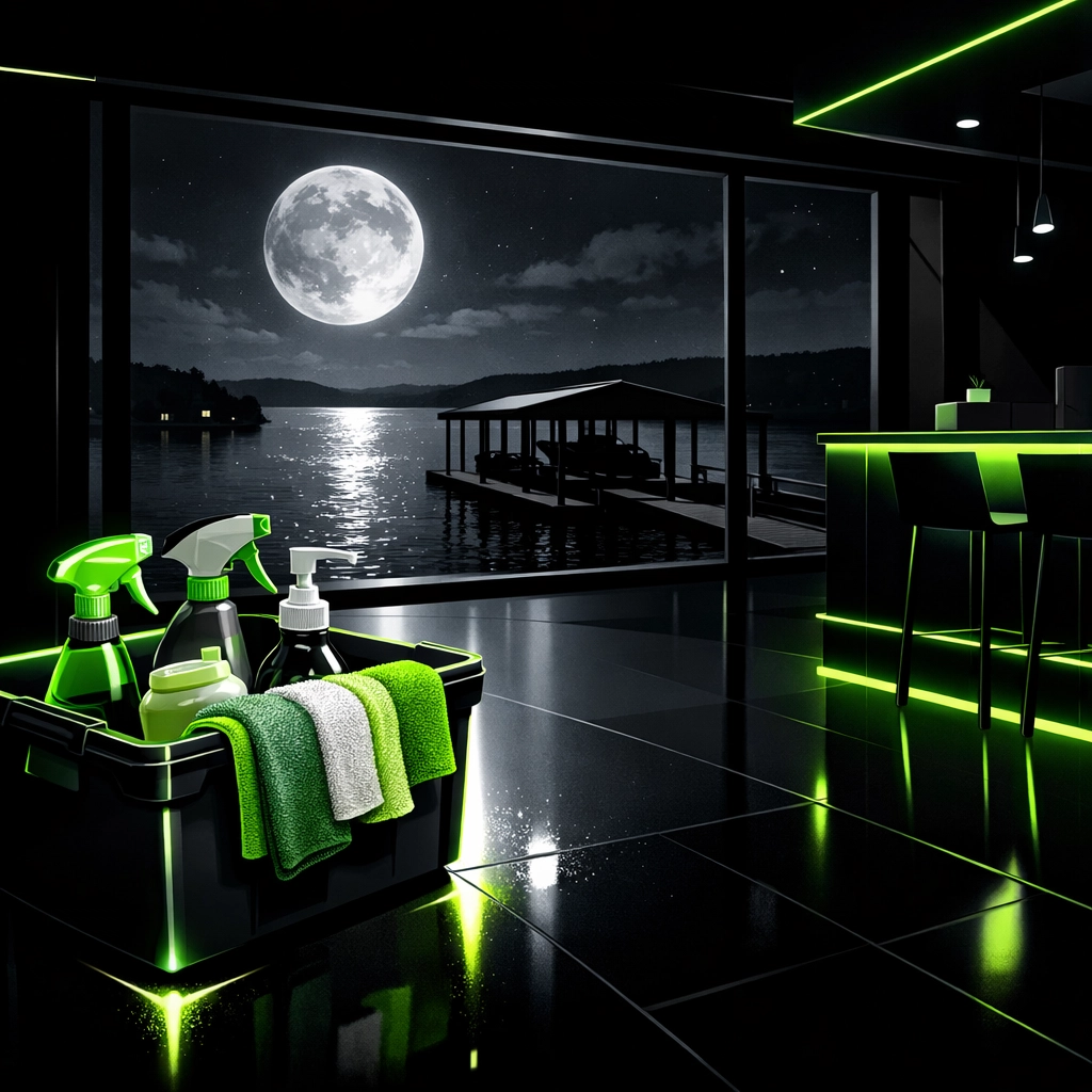 Professional house cleaning supplies in a luxury Lake of the Ozarks home in Camden County, MO.