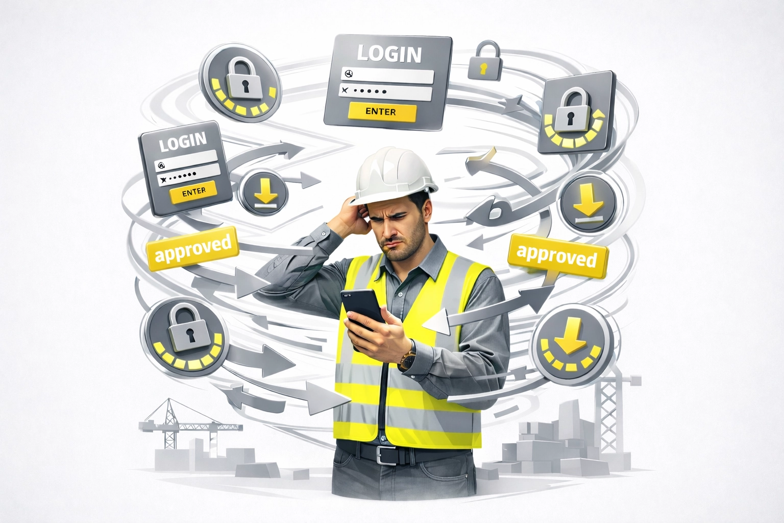 Site manager overwhelmed by multiple supplier portal logins and procurement software complexity