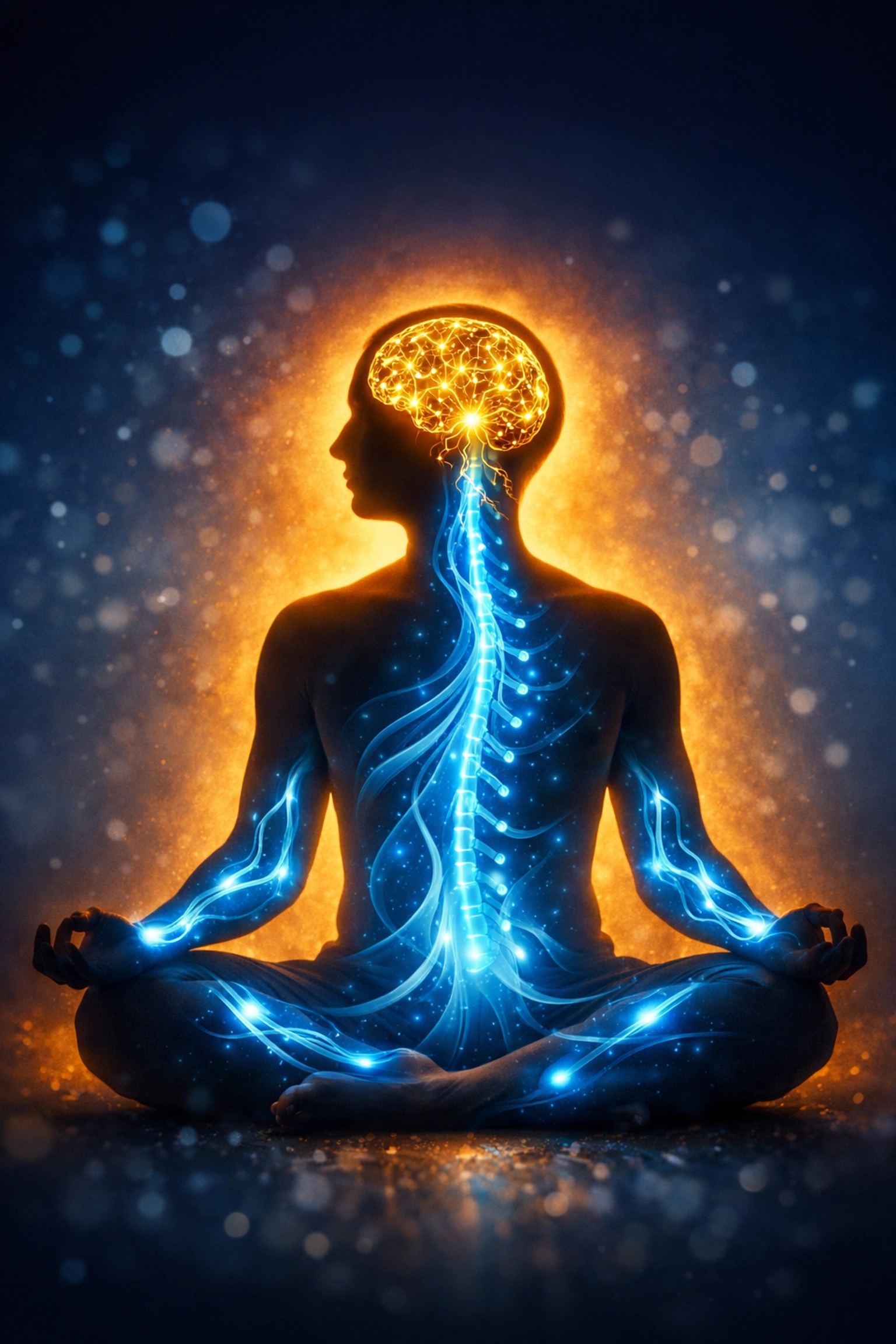 Conceptual illustration of the mind-body connection during a restorative recovery ritual.