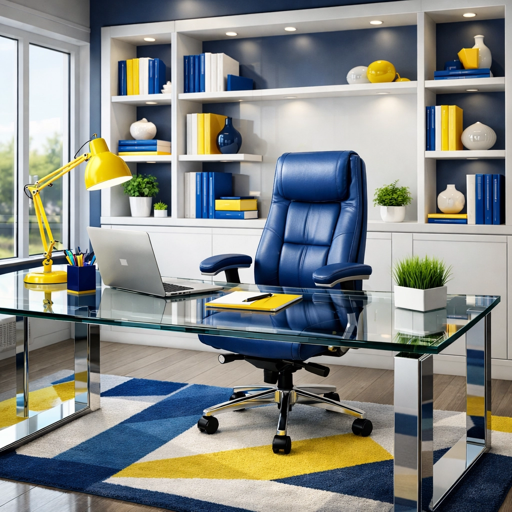 Immaculate office cleaning Westford showing a spotless glass desk and organized commercial workspace.