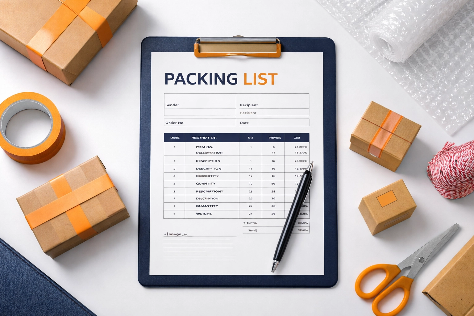 Organized shipping documentation and packing list for waiver compliance