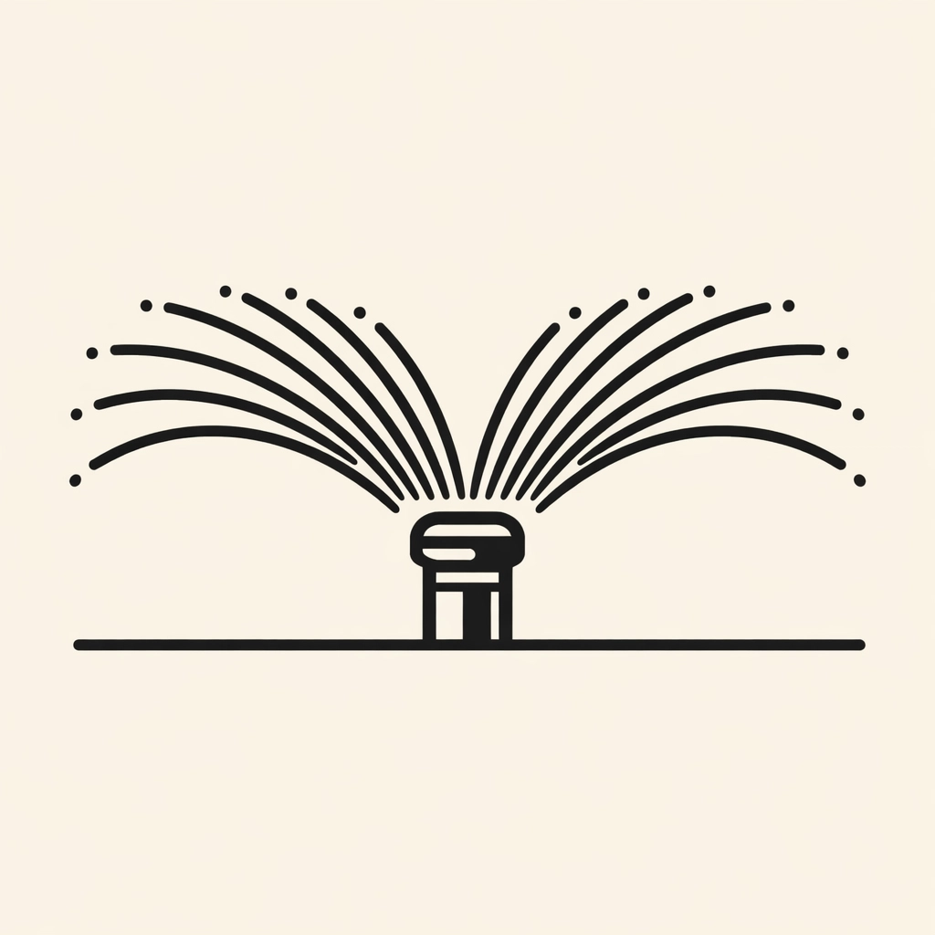 Modern illustration of a leaking sprinkler head wasting water in a Sarasota yard.