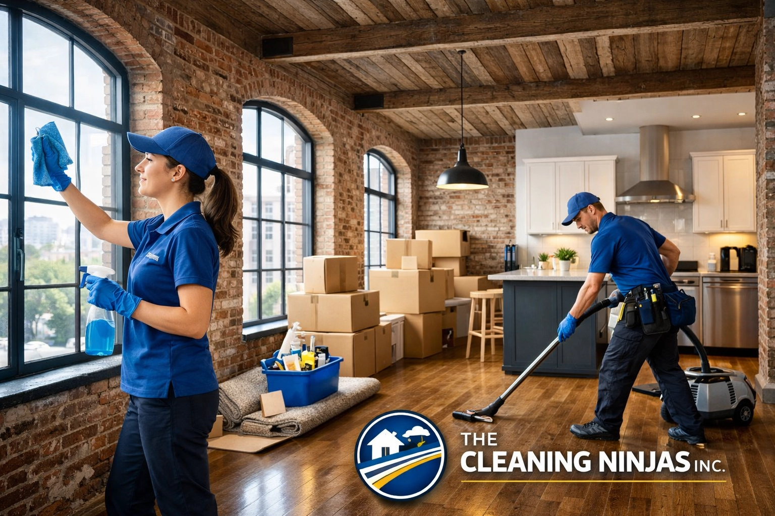 Move-in/move-out cleaning Lowell in a historic mill loft with exposed brick