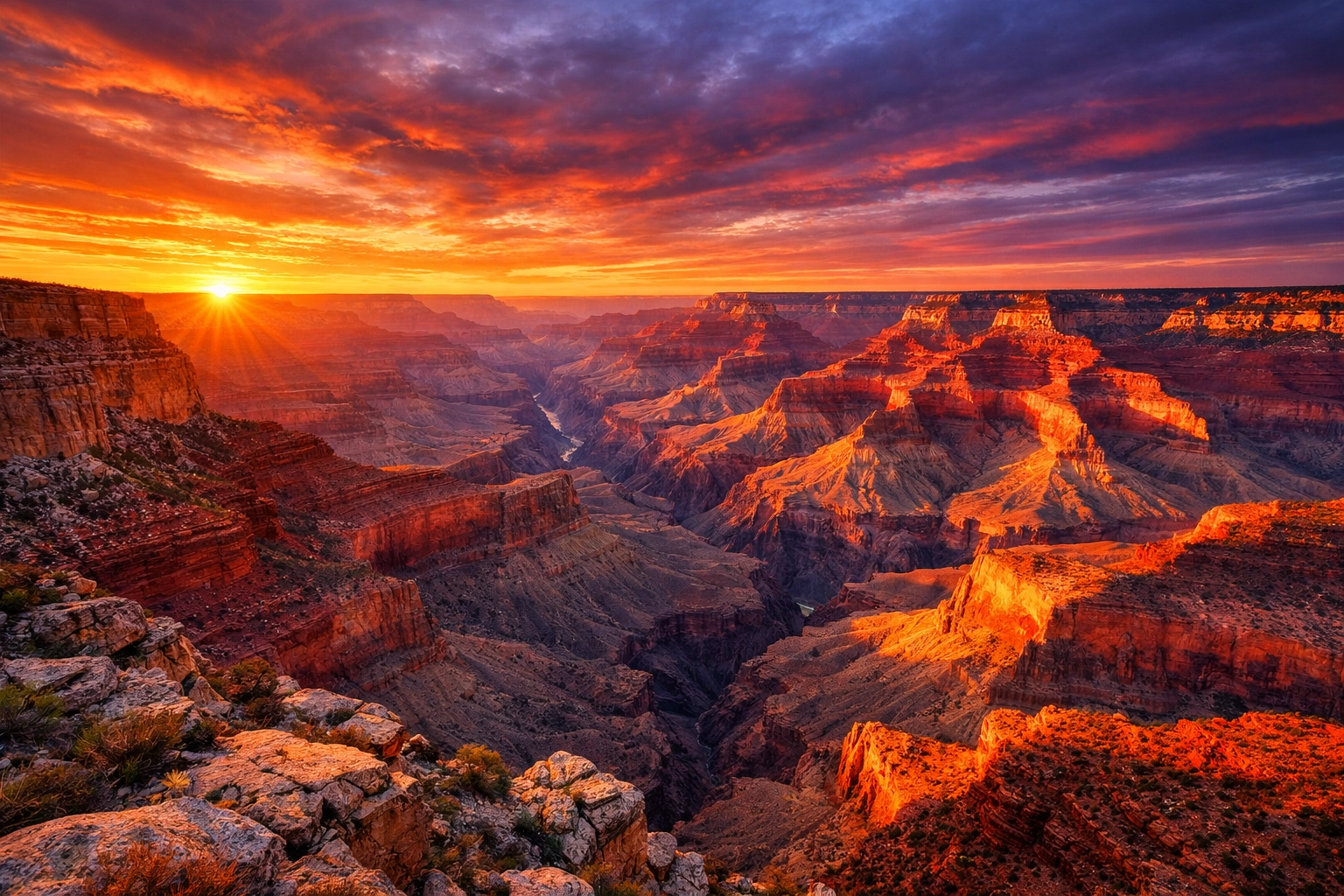 The Ultimate Guide to All 63 US National Parks: Best Photography Locations for Epic Shots 5 Vibrant sunset at the Grand Canyon, one of the best photography locations in America.