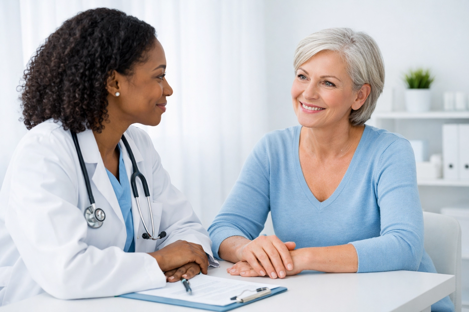 Patient and medical provider collaborating during a monitored semaglutide weight loss consultation.