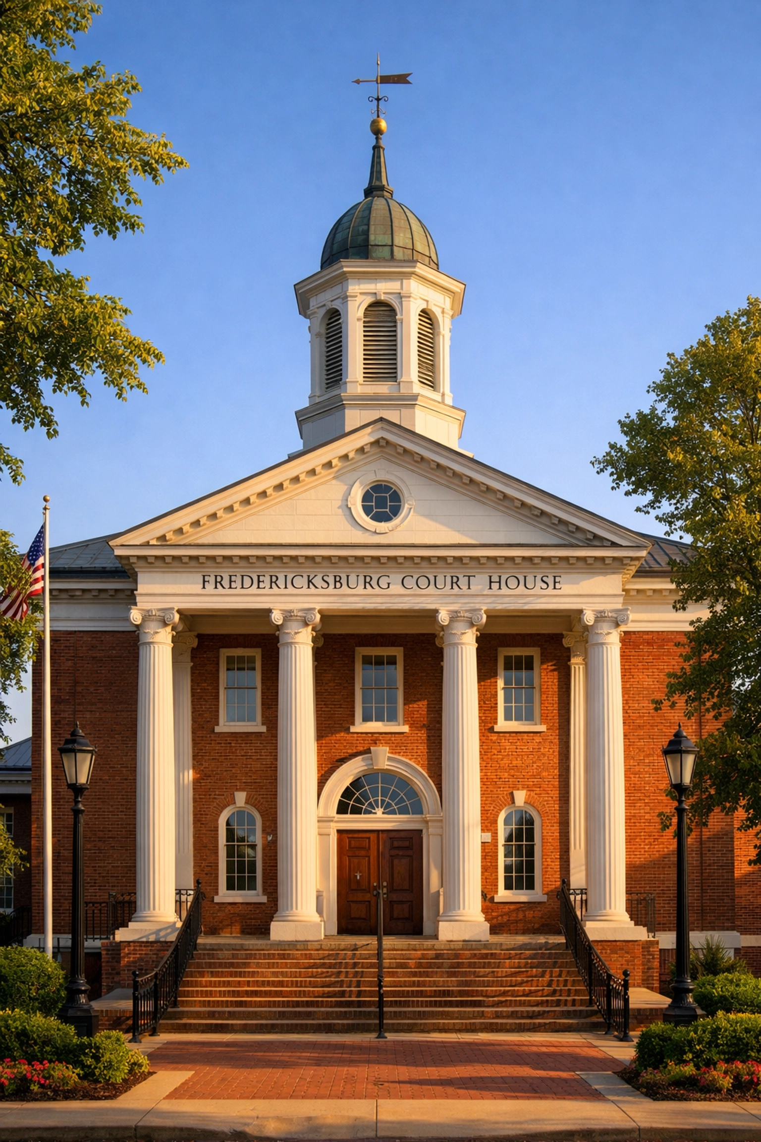 Historic Fredericksburg Virginia courthouse handling family law cases