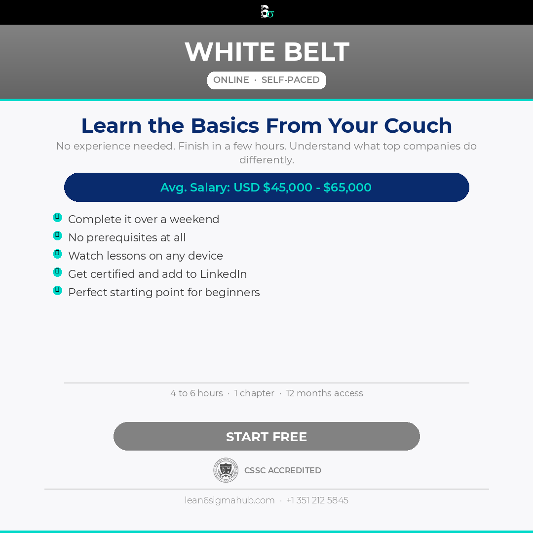 Lean 6 Sigma Hub’s White Belt Course