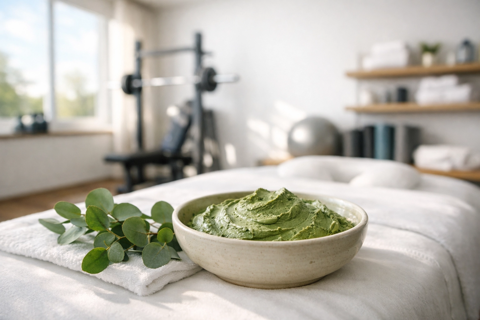 Healing clay in sports recovery room representing results-focused natural wellness products