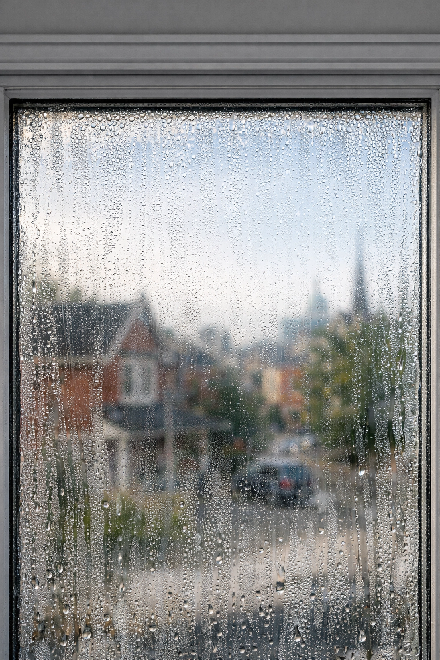 Condensation trapped between glass panes showing window seal failure in the GTA.