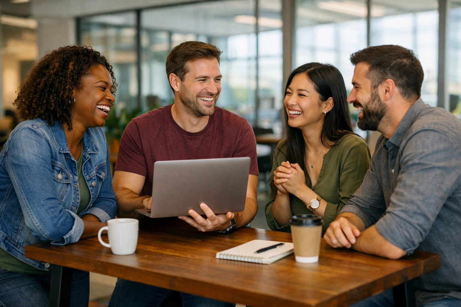 A diverse IT operations team collaborating on ServiceNow ITOM workflows to improve efficiency and reduce costs.