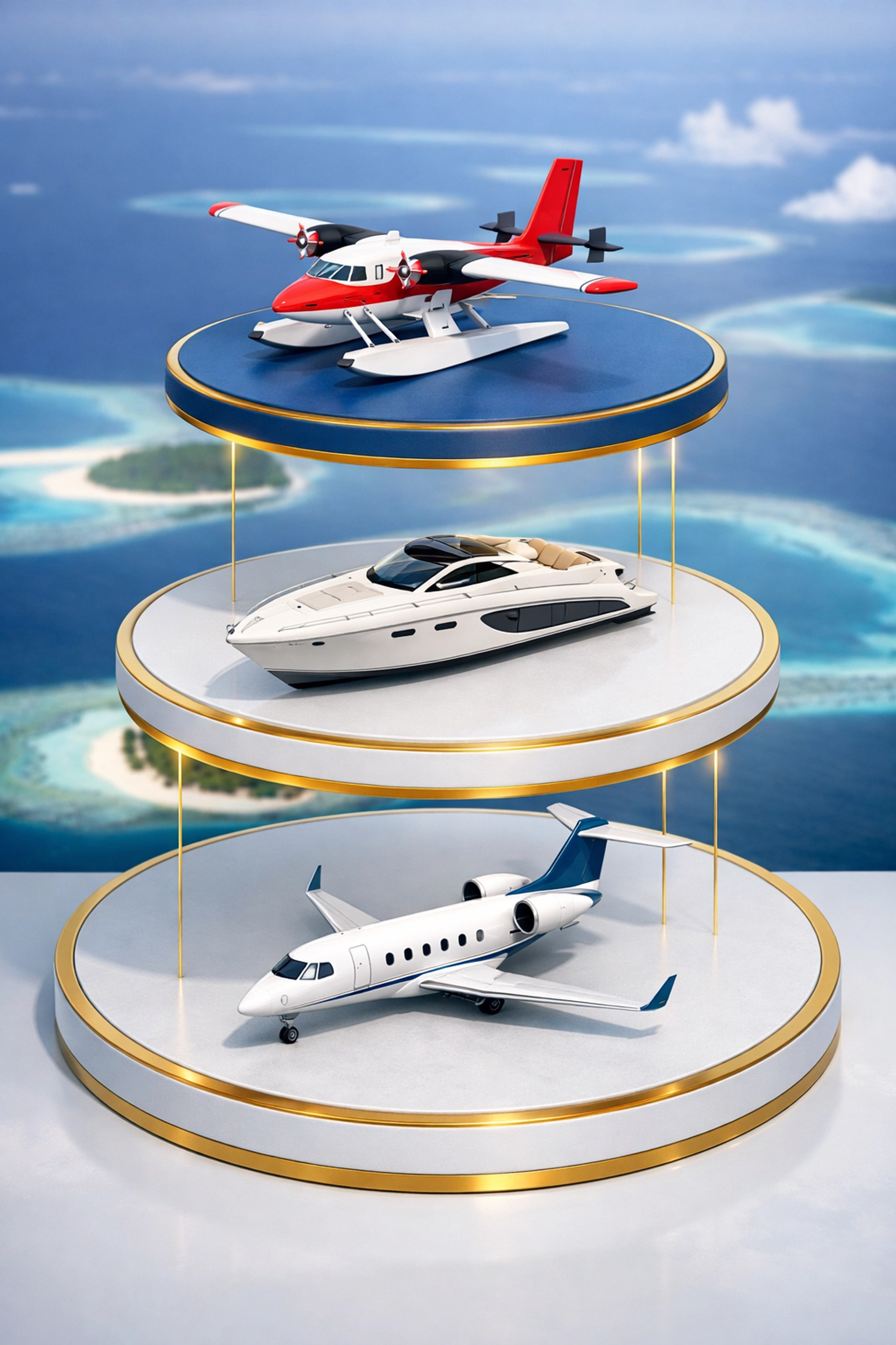Comparison of luxury Maldives resort transfers including seaplane and speedboat options for honeymooners.