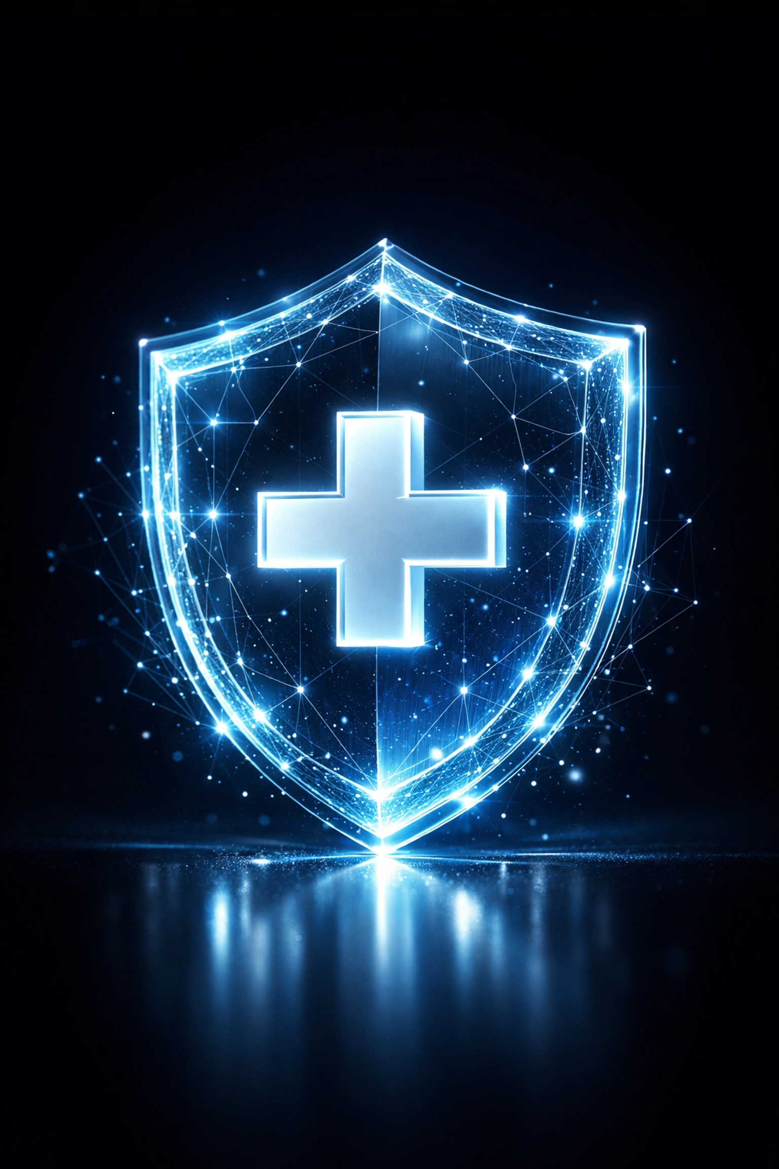 Digital medical shield symbolizing E-E-A-T and patient trust for a healthcare SEO agency in Mumbai.
