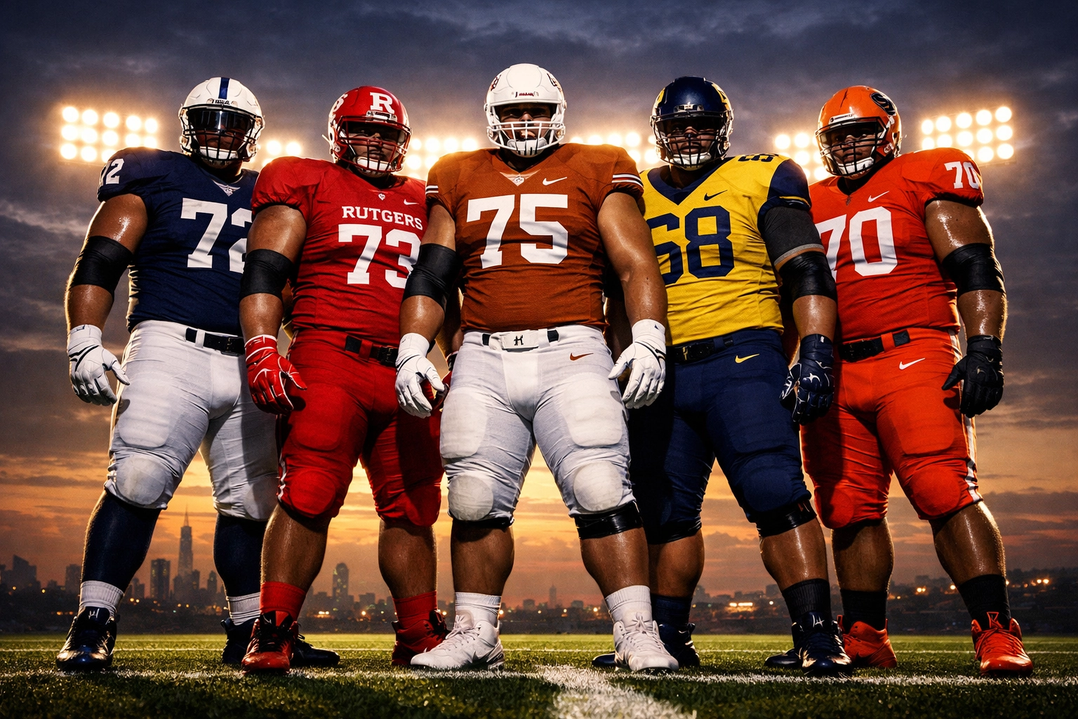 Five elite 2027 NJ offensive tackle prospects in Penn State, Rutgers, Texas, West Virginia, Syracuse gear