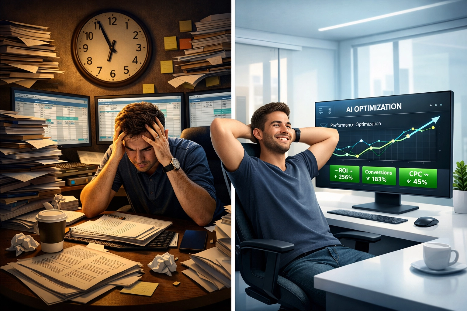 Real-time AI optimization dashboard showing continuous campaign improvements
