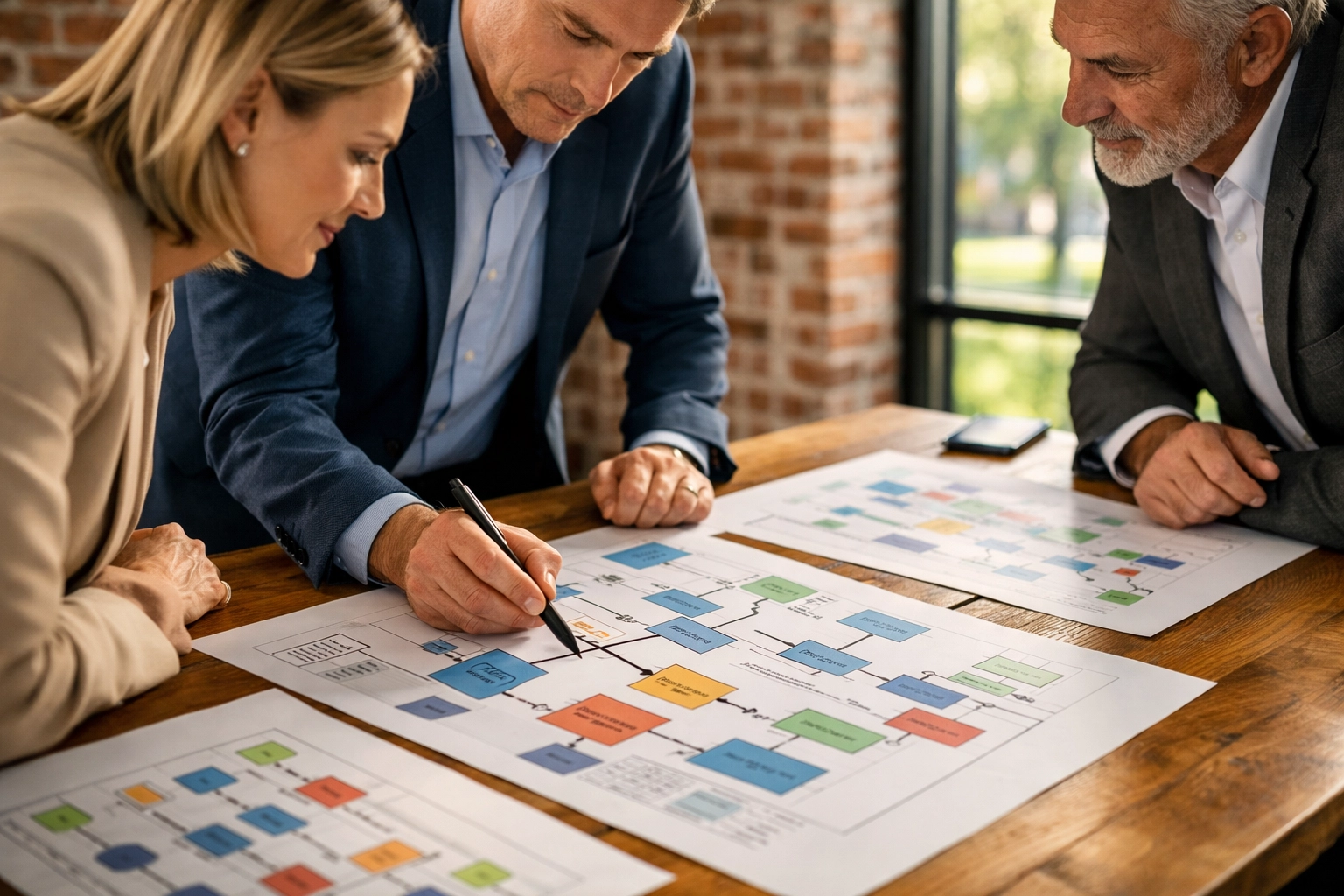 Experten planen die strategische Business Automation und Workflow-Optimierung anhand von Prozesskarten.