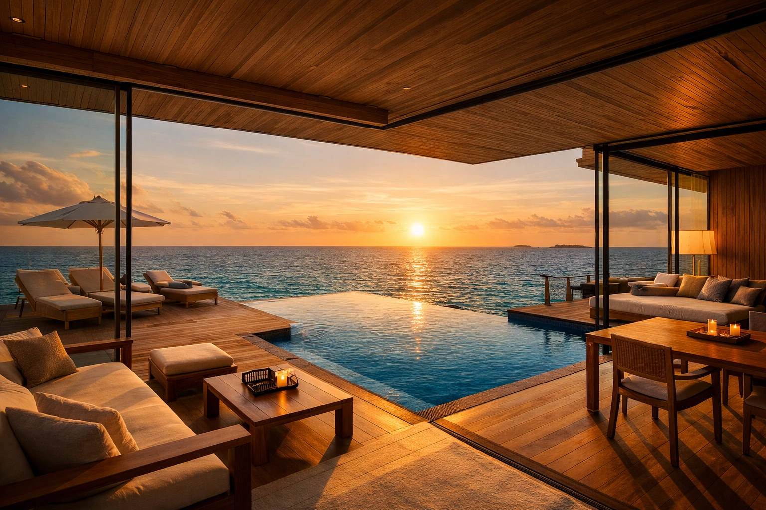 Luxury overwater villa in the Maldives at sunset, illustrating a perfectly vetted high-end travel sanctuary.