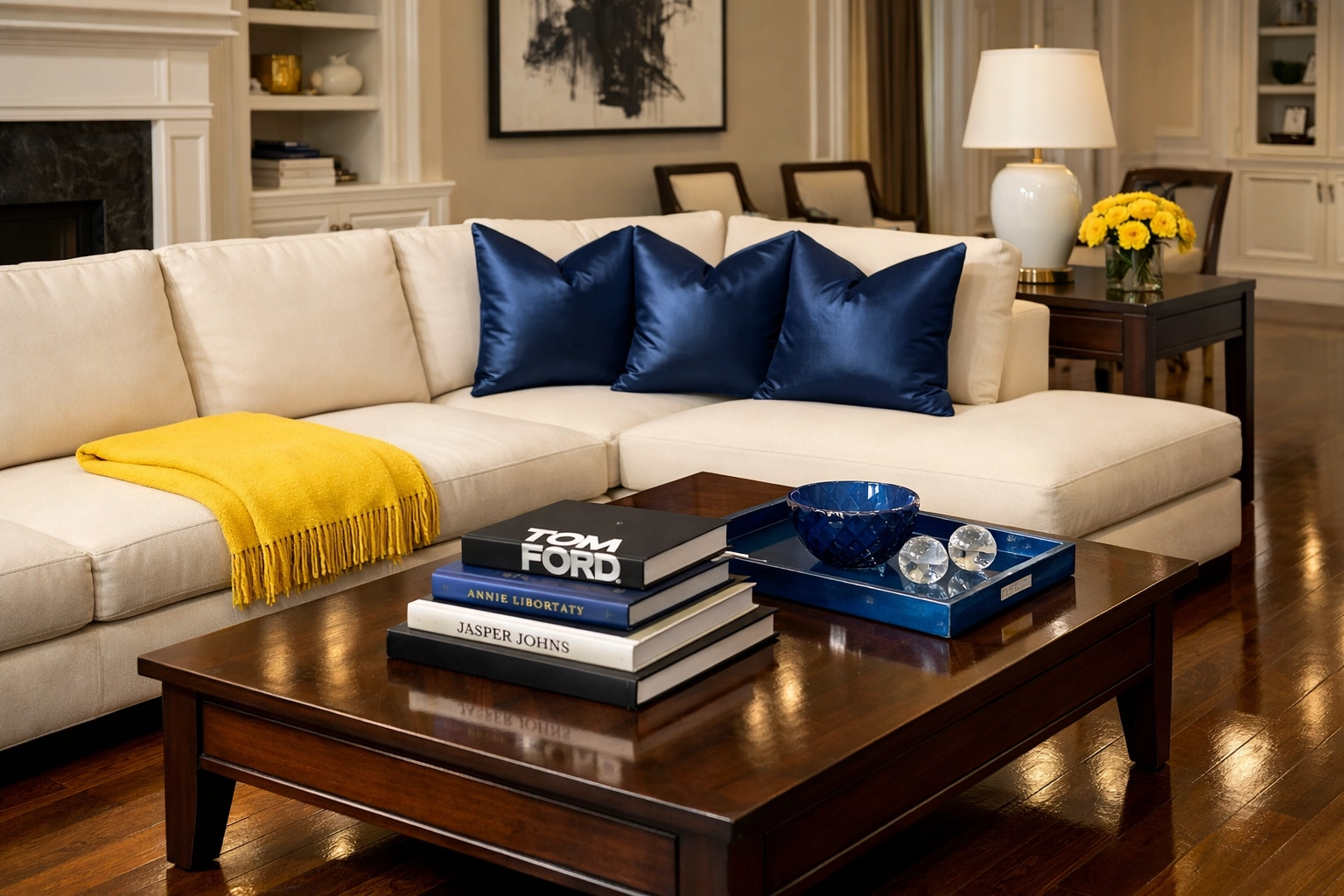 Gleaming hardwood floors and tidy living room after a luxury house cleaning in Winchester visit.